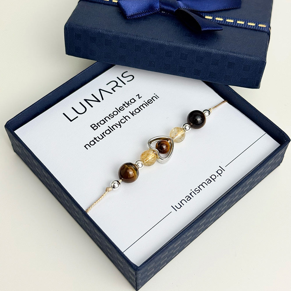 Citrine & Tiger’s Eye Bracelet on a Cord for Women
