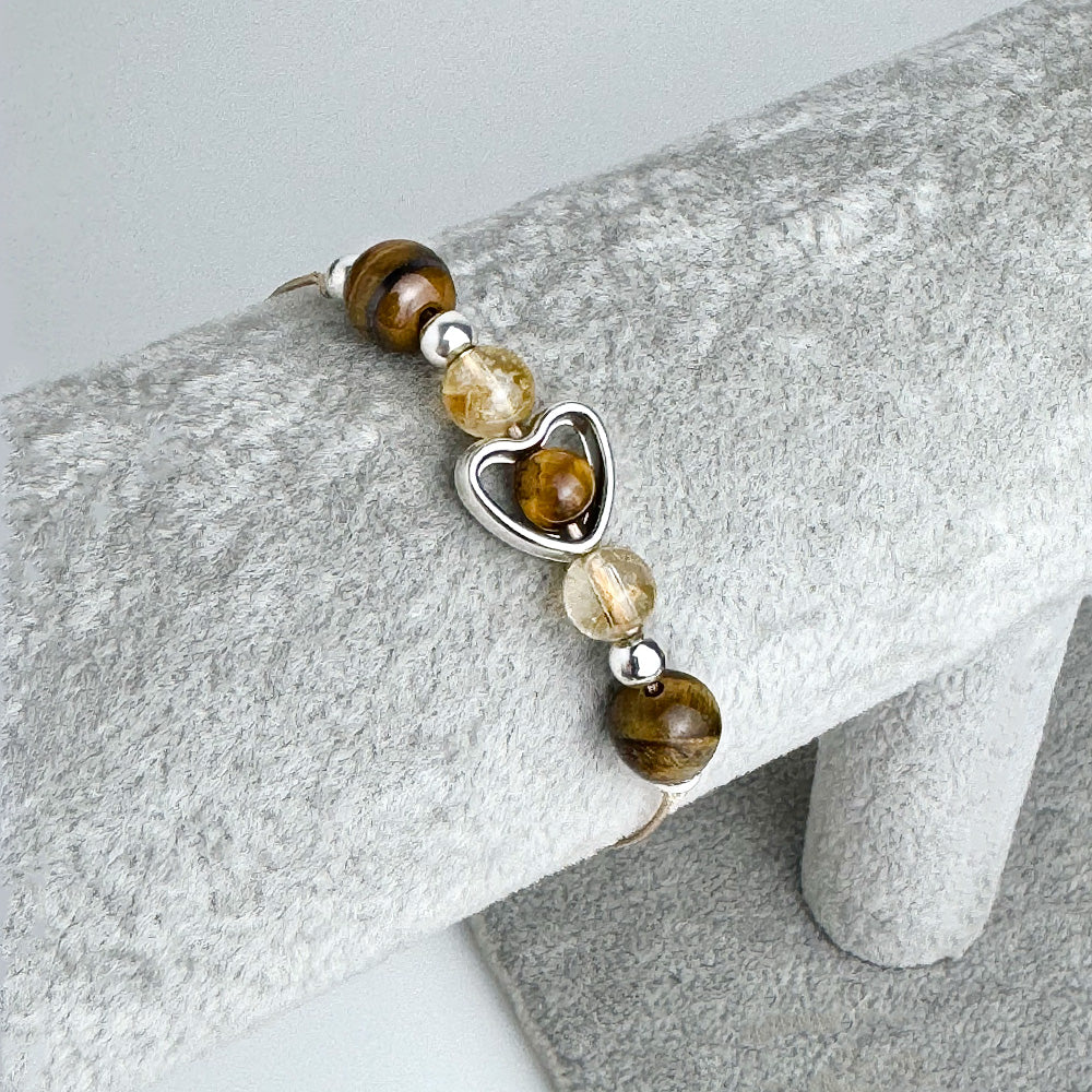 Citrine & Tiger’s Eye Bracelet on a Cord for Women