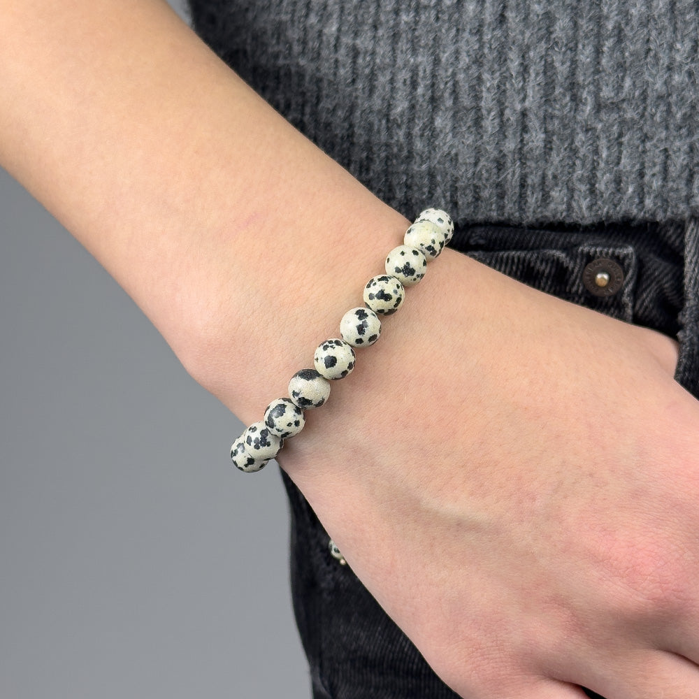 Dalmatian Jasper Bracelet 8MM on a Cord