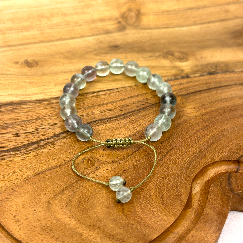 Beaded bracelet on a wooden surface