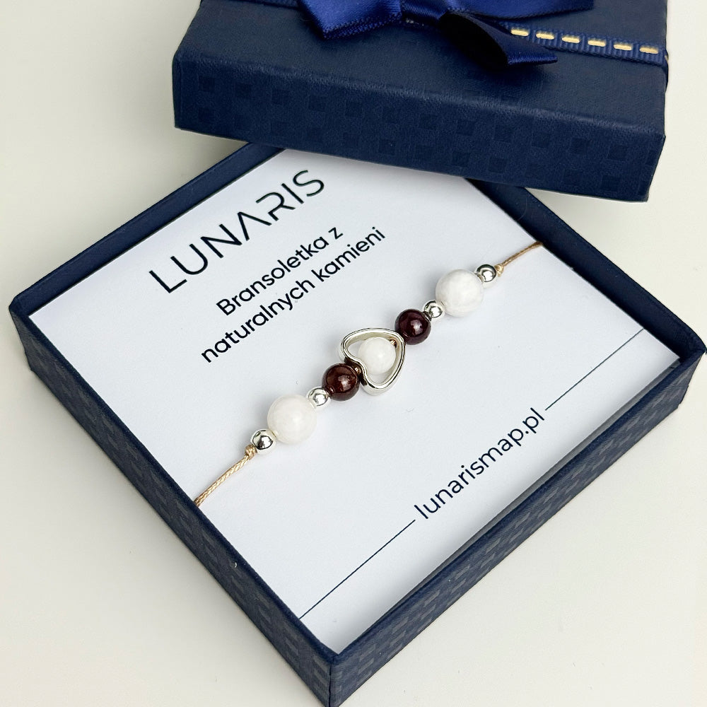 Garnet & Moonstone Bracelet on a Cord for Women