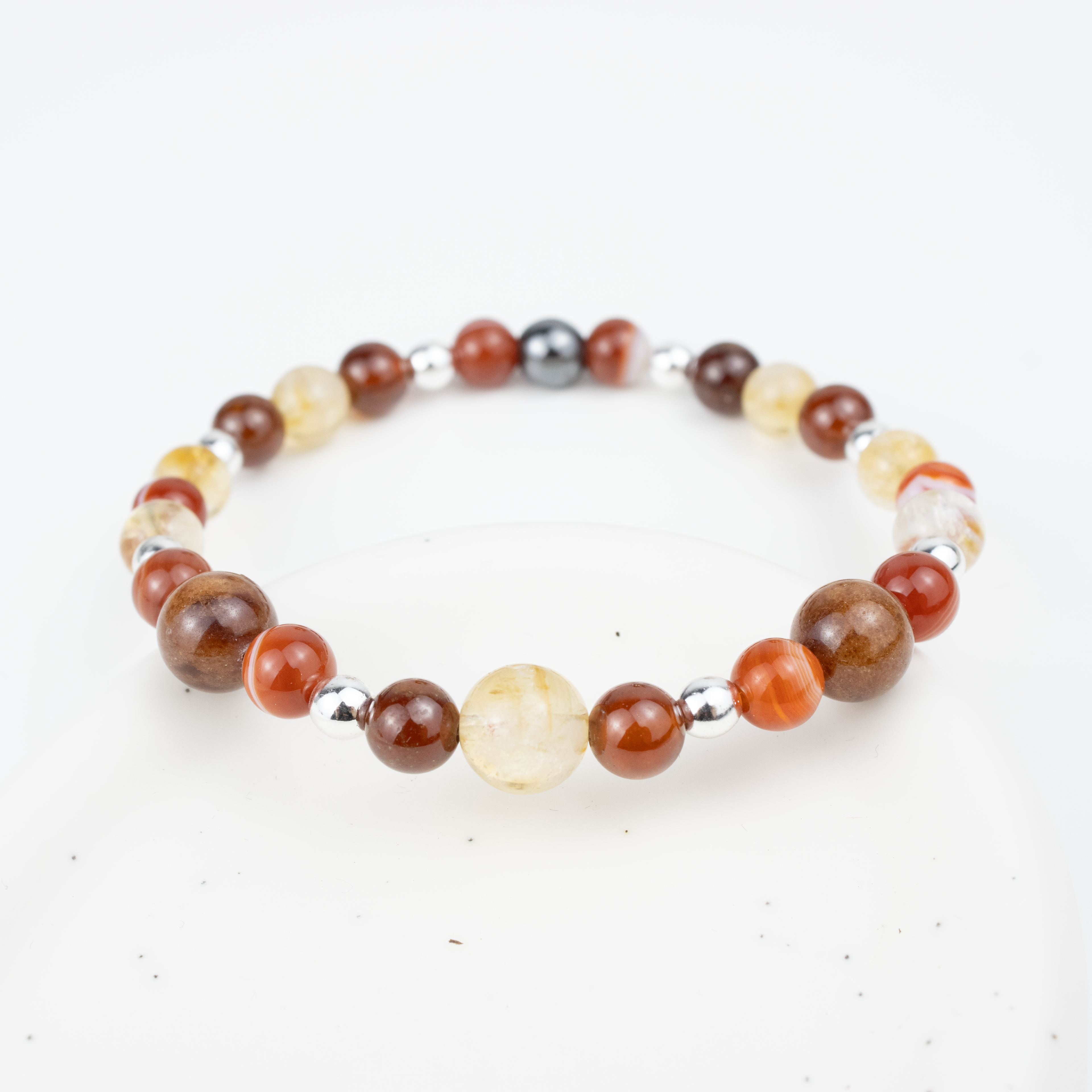Bracelet made of natural Garnet, Carnelian, and Citrine stones on elastic thread