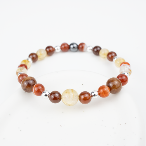 Bracelet made of natural Garnet, Carnelian, and Citrine stones on elastic thread