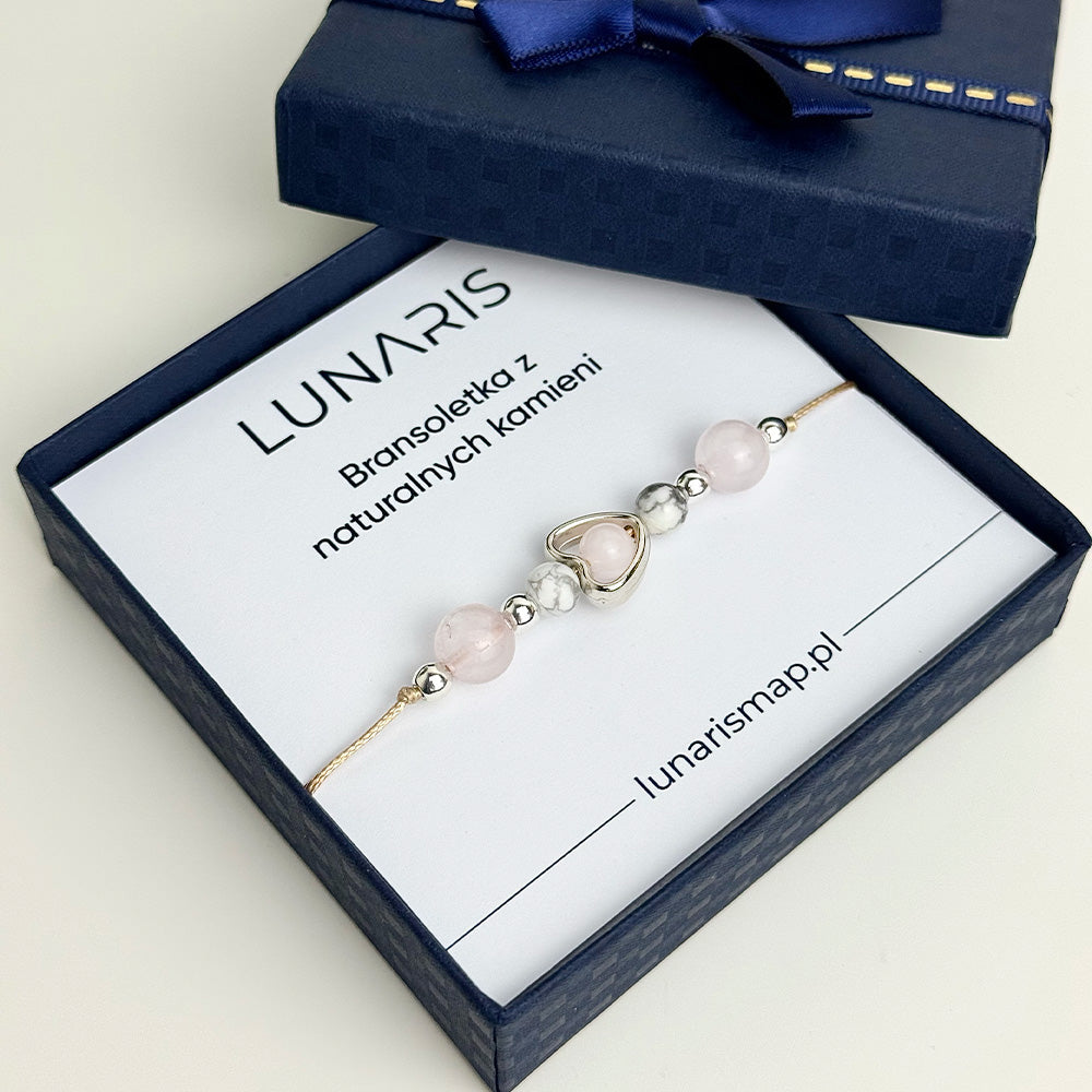 Howlite & Rose Quartz Bracelet on a Cord for Women
