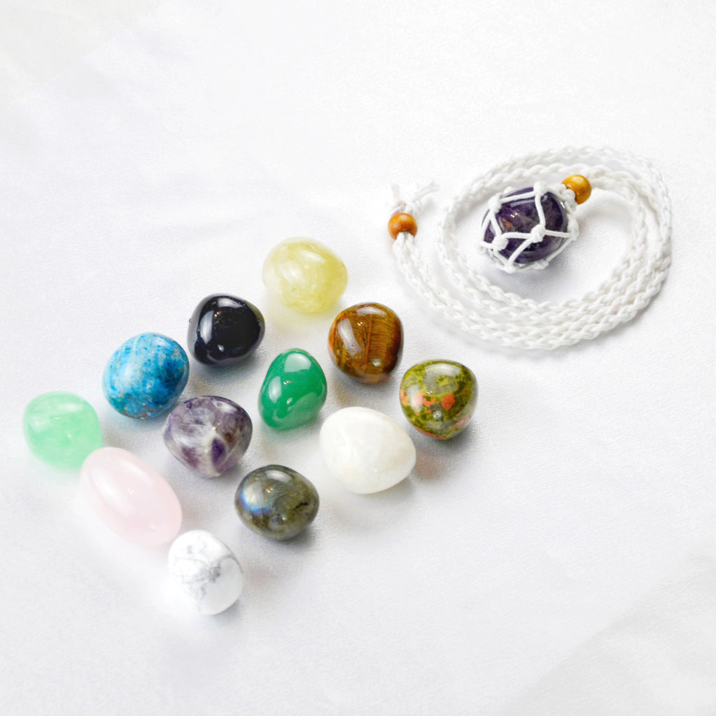 Natural Amethyst stone on an adjustable white cord
