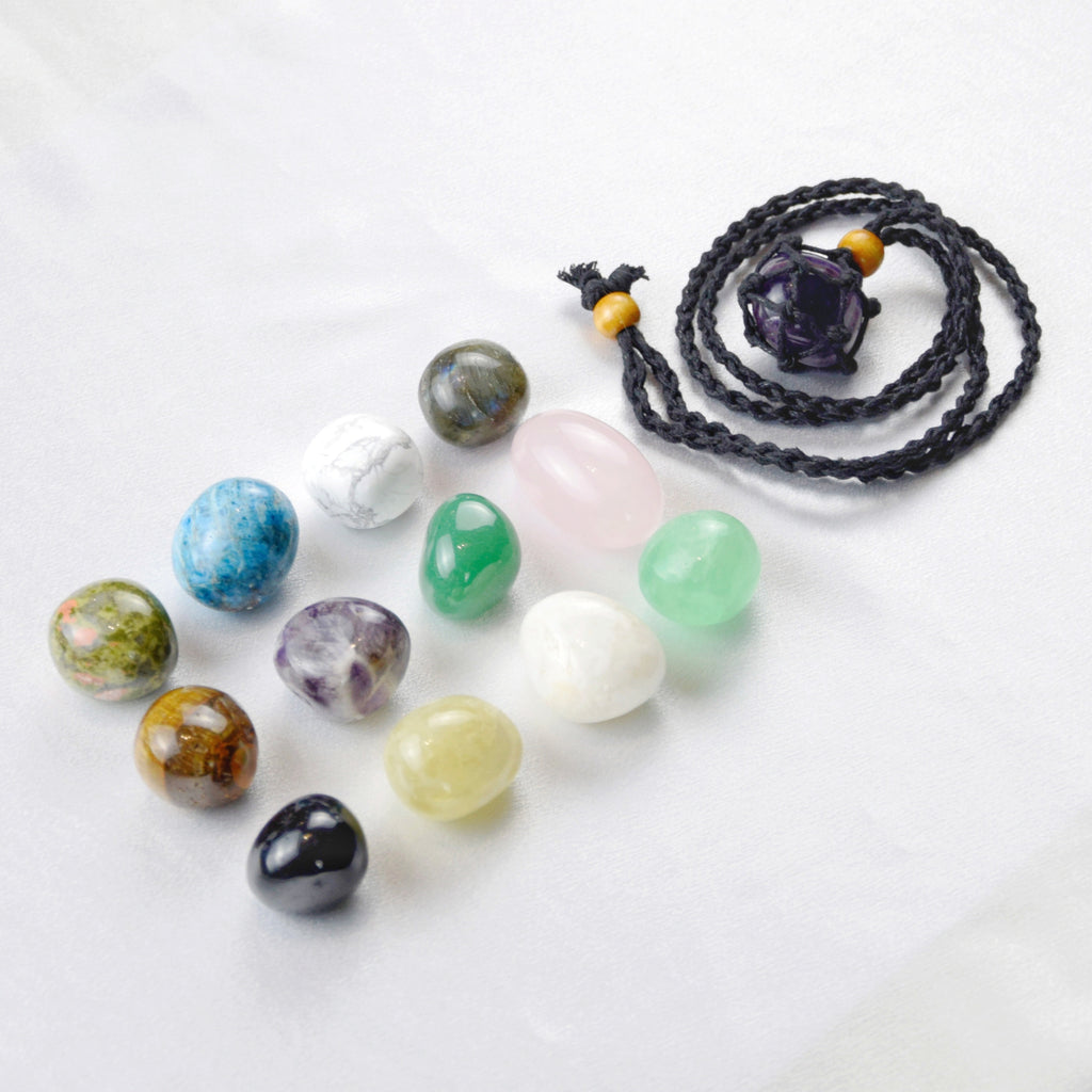 Natural Amethyst stone on an adjustable black cord