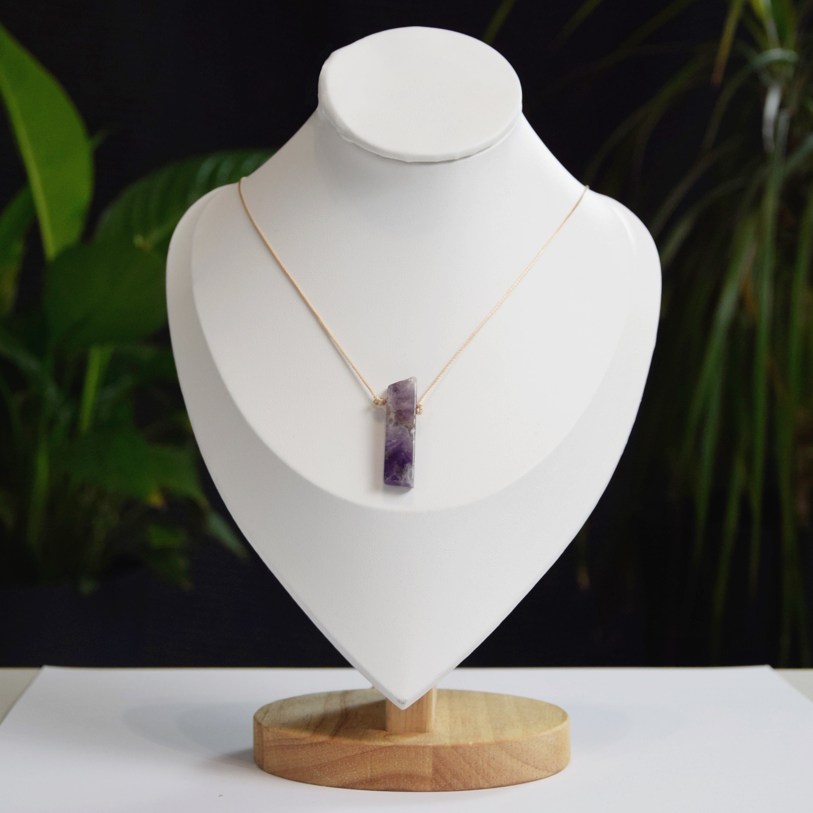 Natural Amethyst stone on an adjustable cord