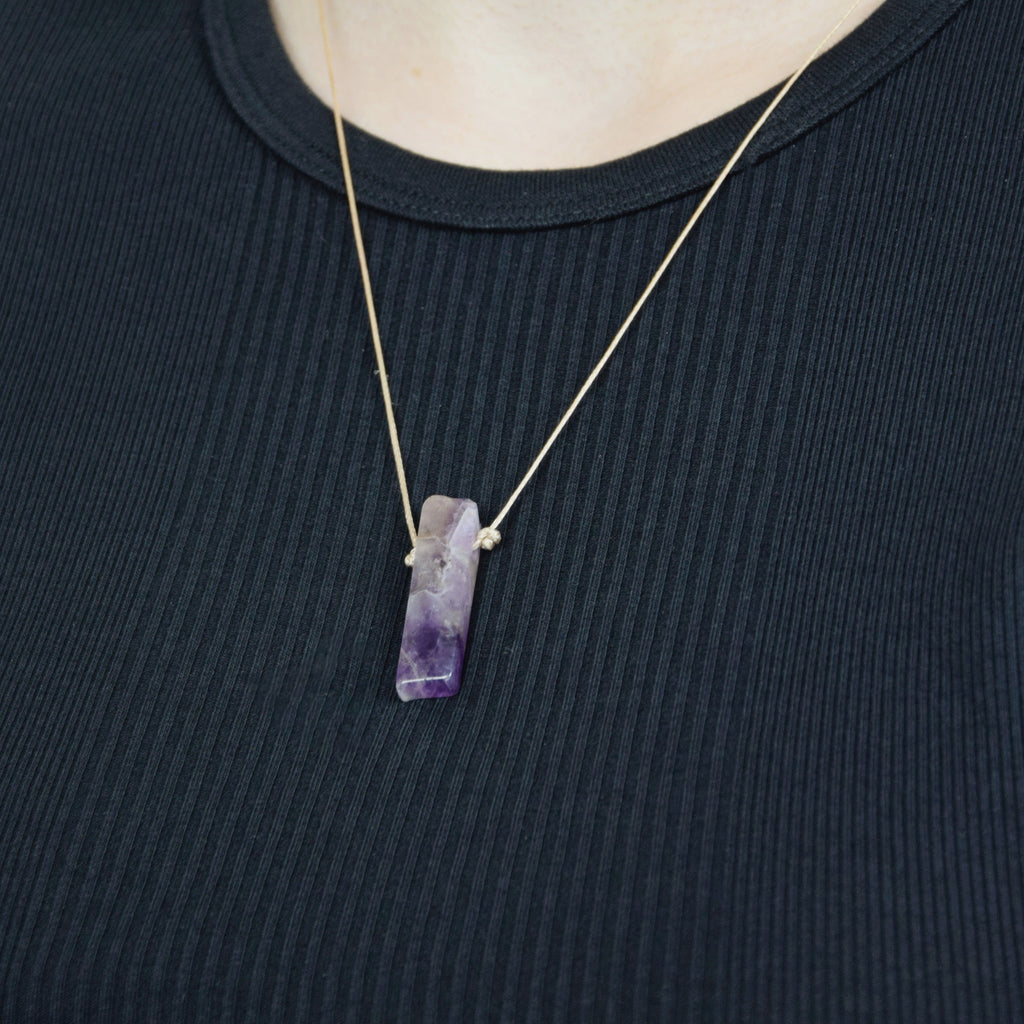 Natural Amethyst stone on an adjustable cord