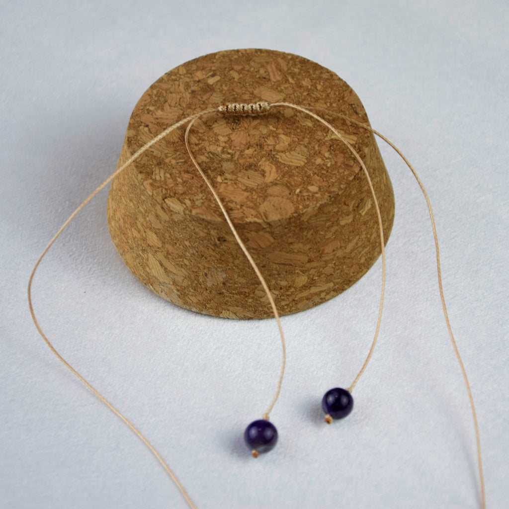Natural Amethyst stone on an adjustable cord
