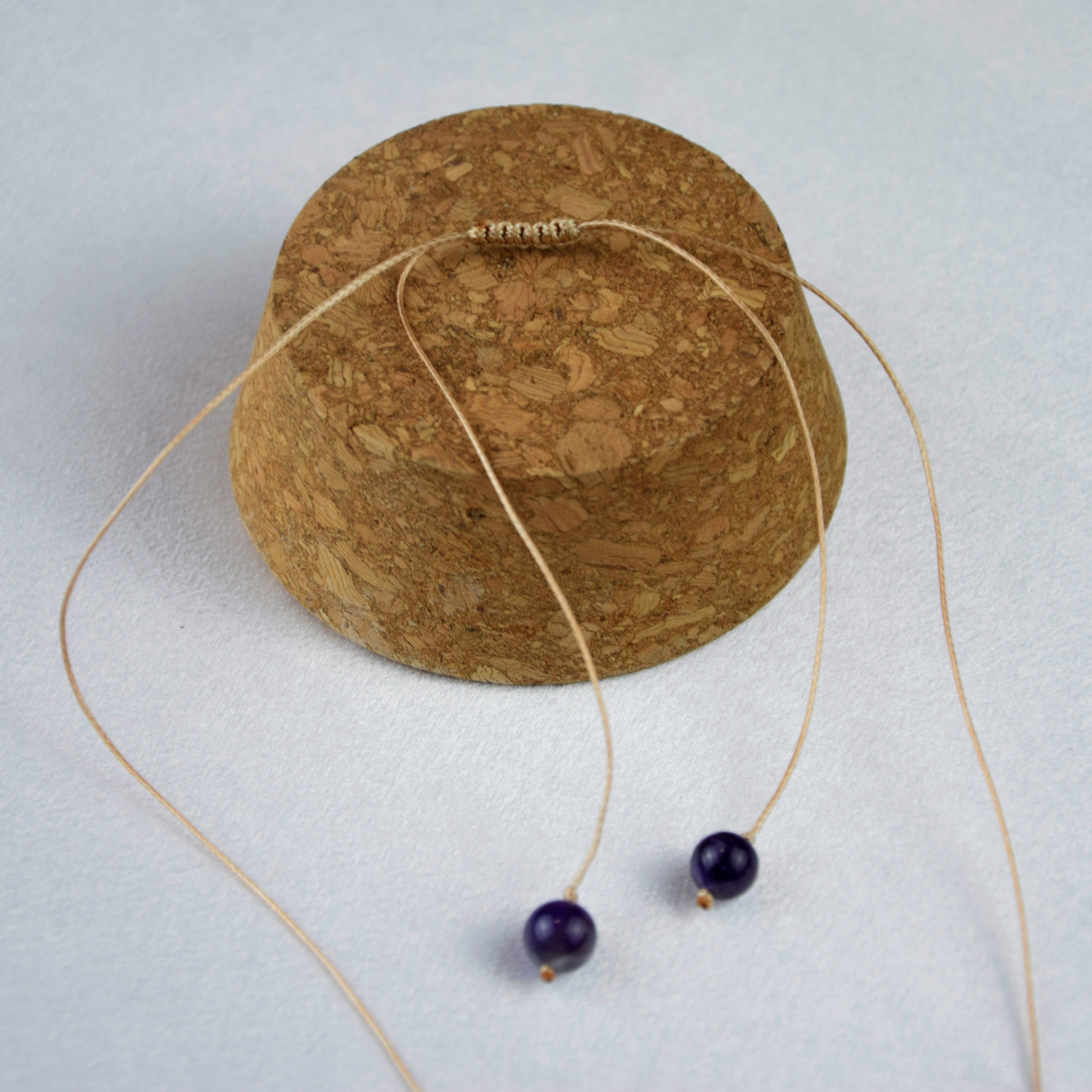 Natural Amethyst stone on an adjustable cord