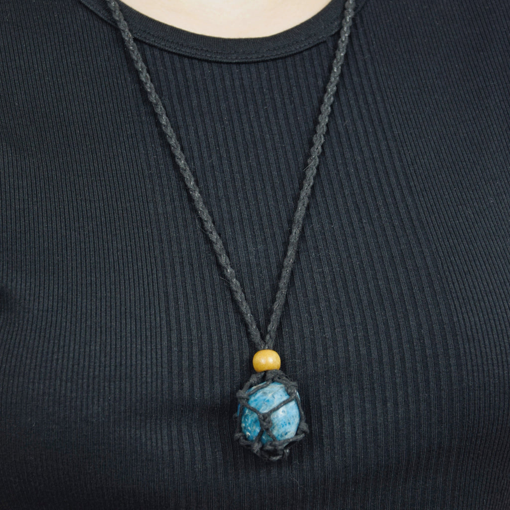 Natural Apatite stone on an adjustable black cord