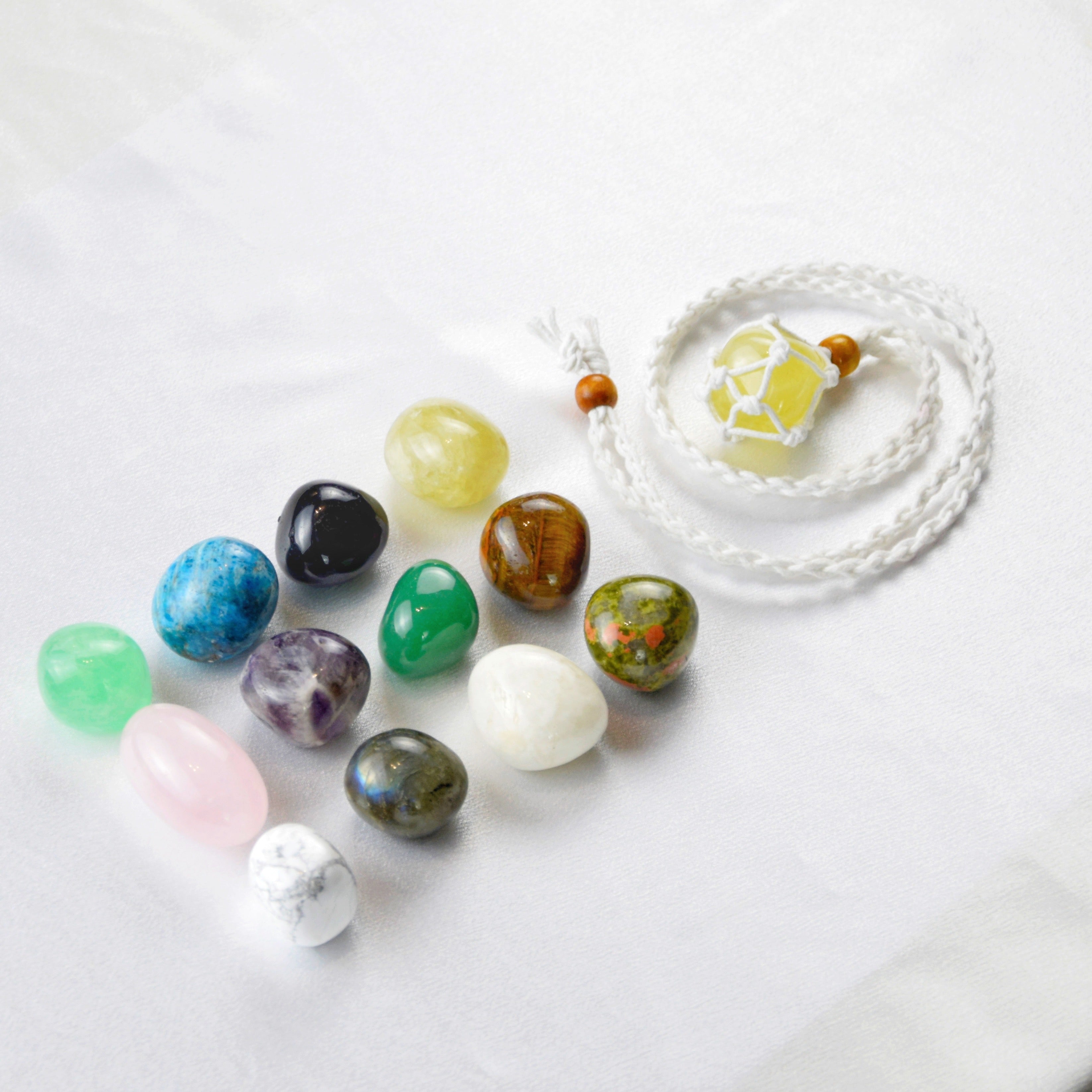 Natural Citrine stone on an adjustable white cord