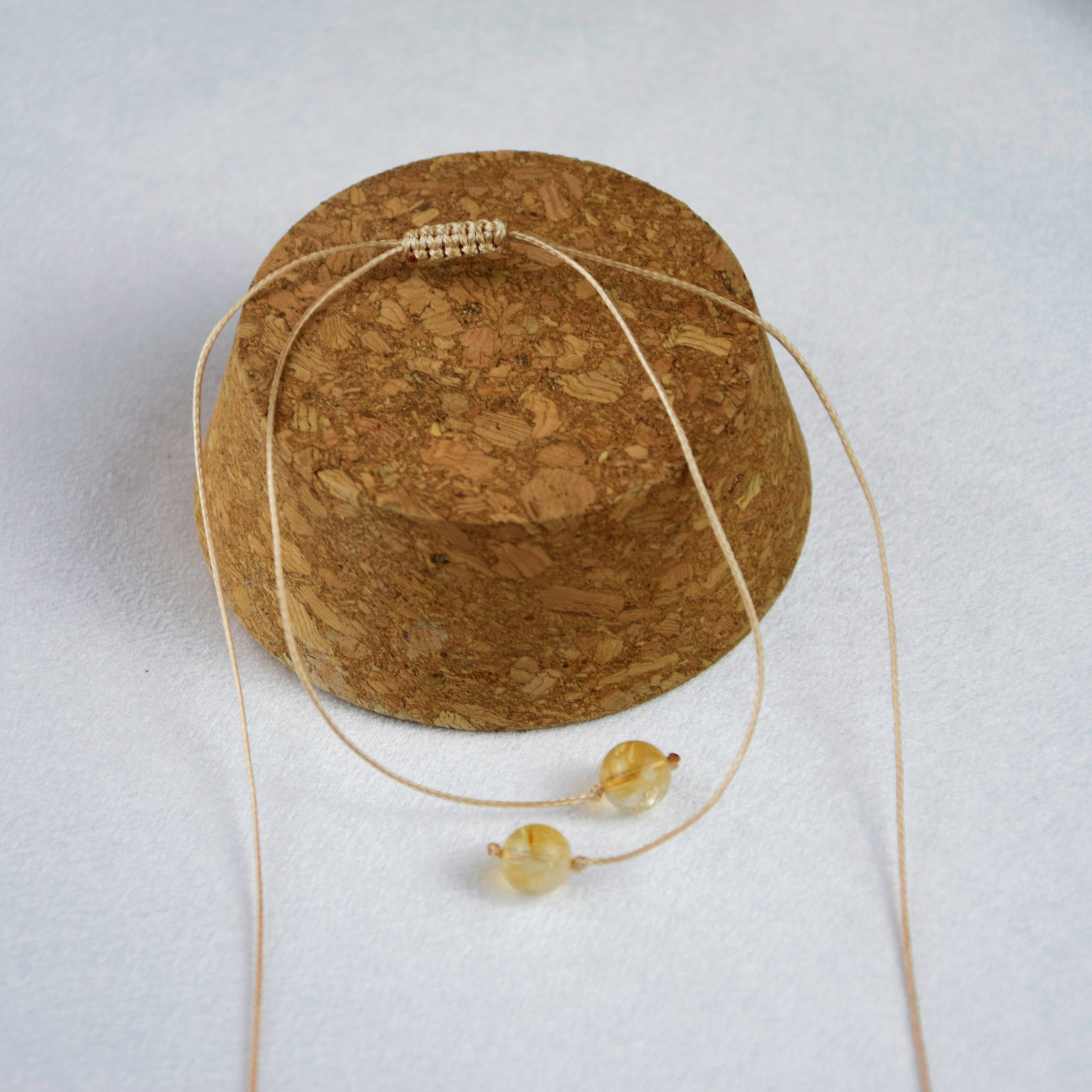 Natural Citrine stone on an adjustable cord