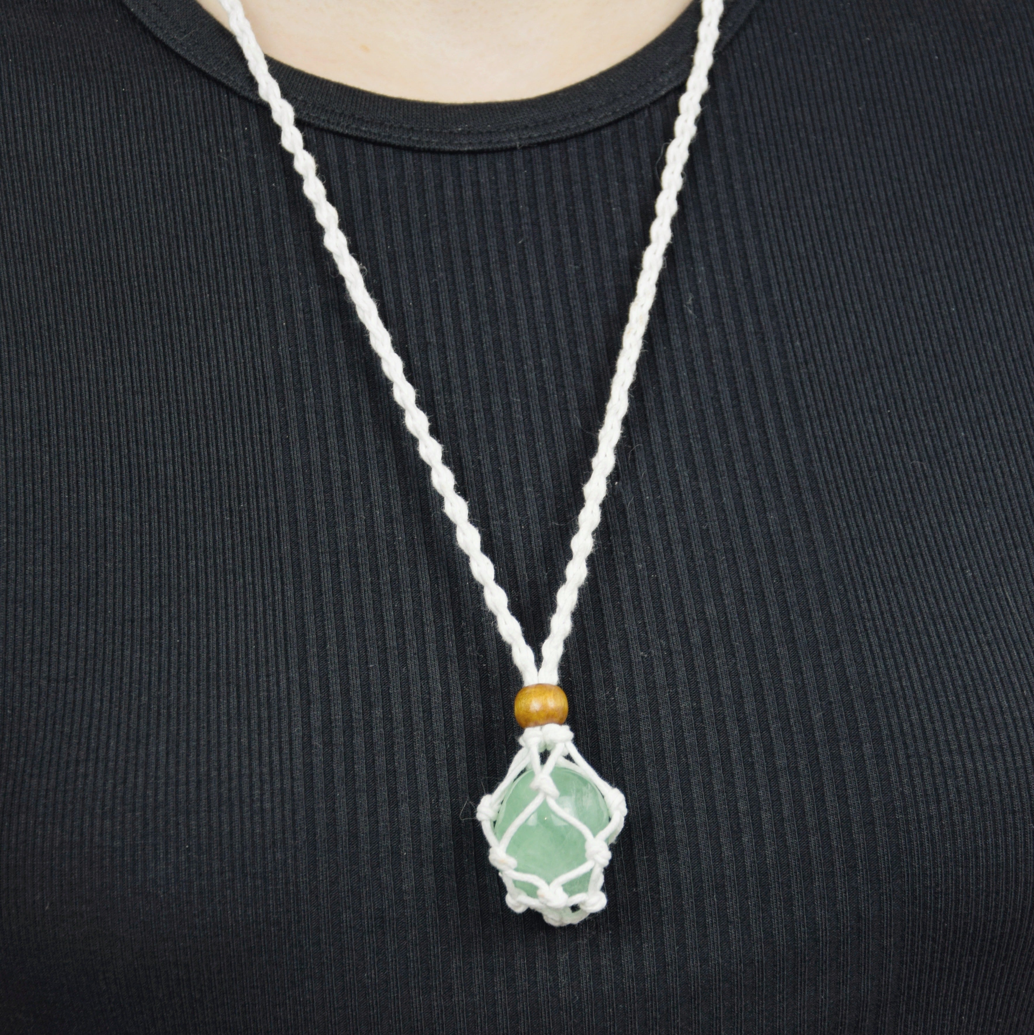 Natural Fluorite stone on an adjustable white cord