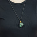 Natural Fluorite stone on an adjustable black cord