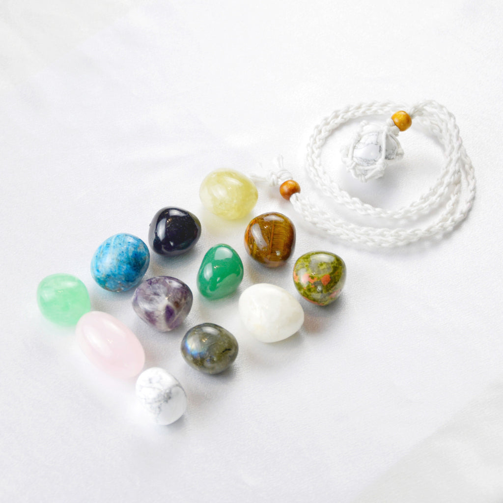 Natural Howlite stone on an adjustable white cord