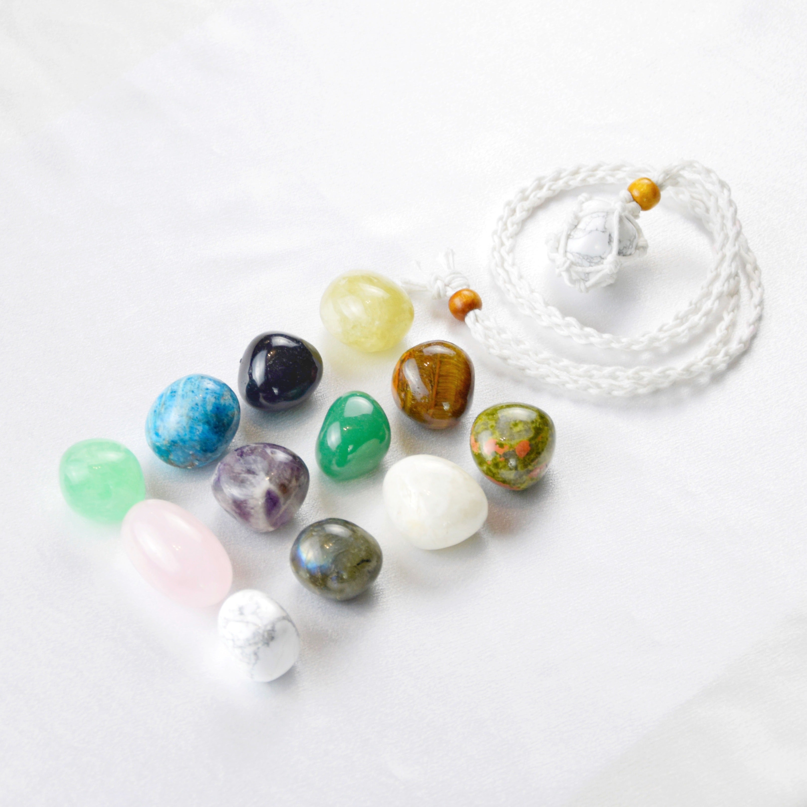 Natural Howlite stone on an adjustable white cord
