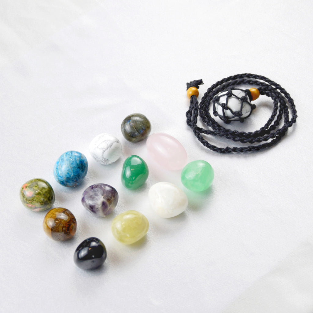 Natural Howlite stone on an adjustable black cord