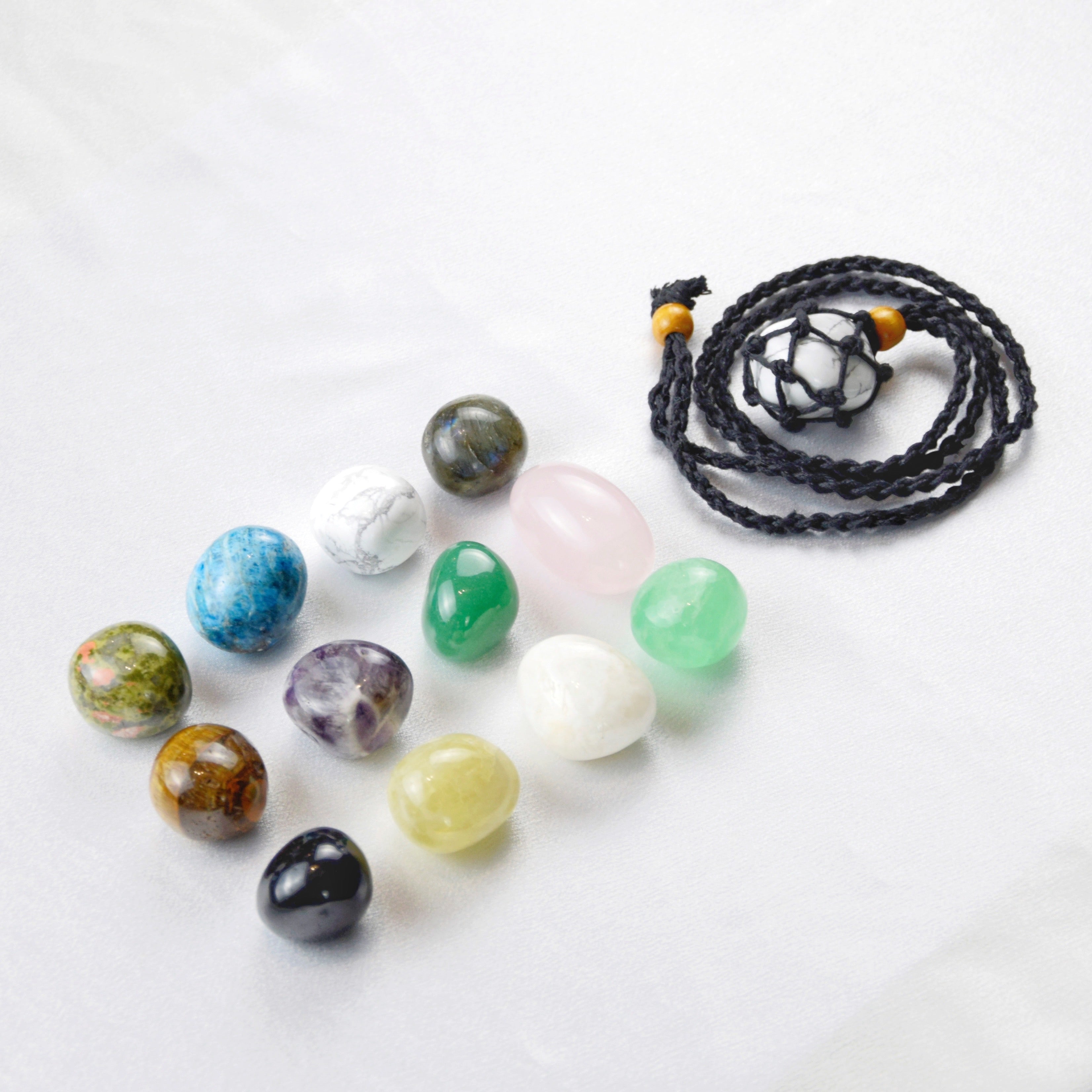 Natural Howlite stone on an adjustable black cord