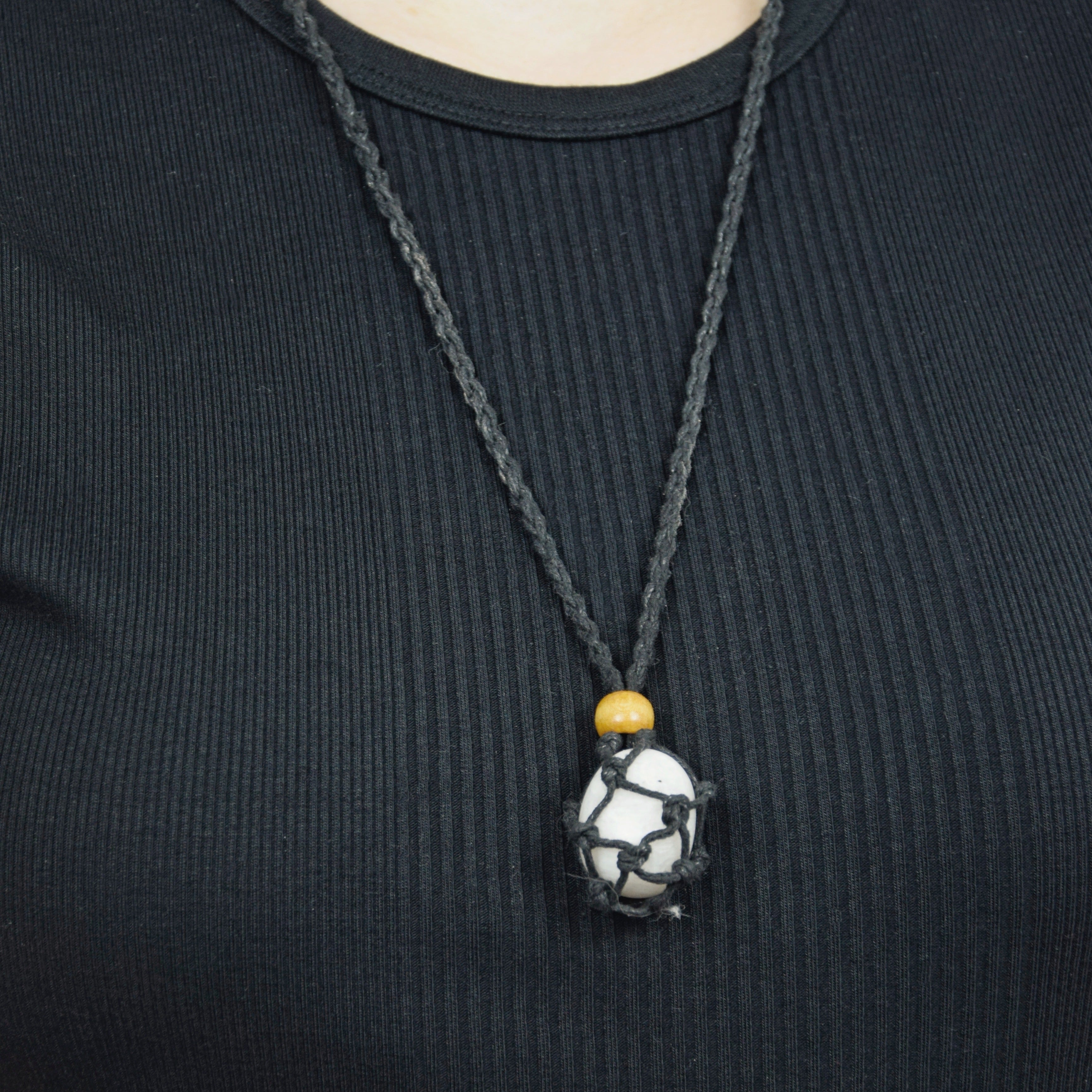 Natural Moonstone on an adjustable black cord