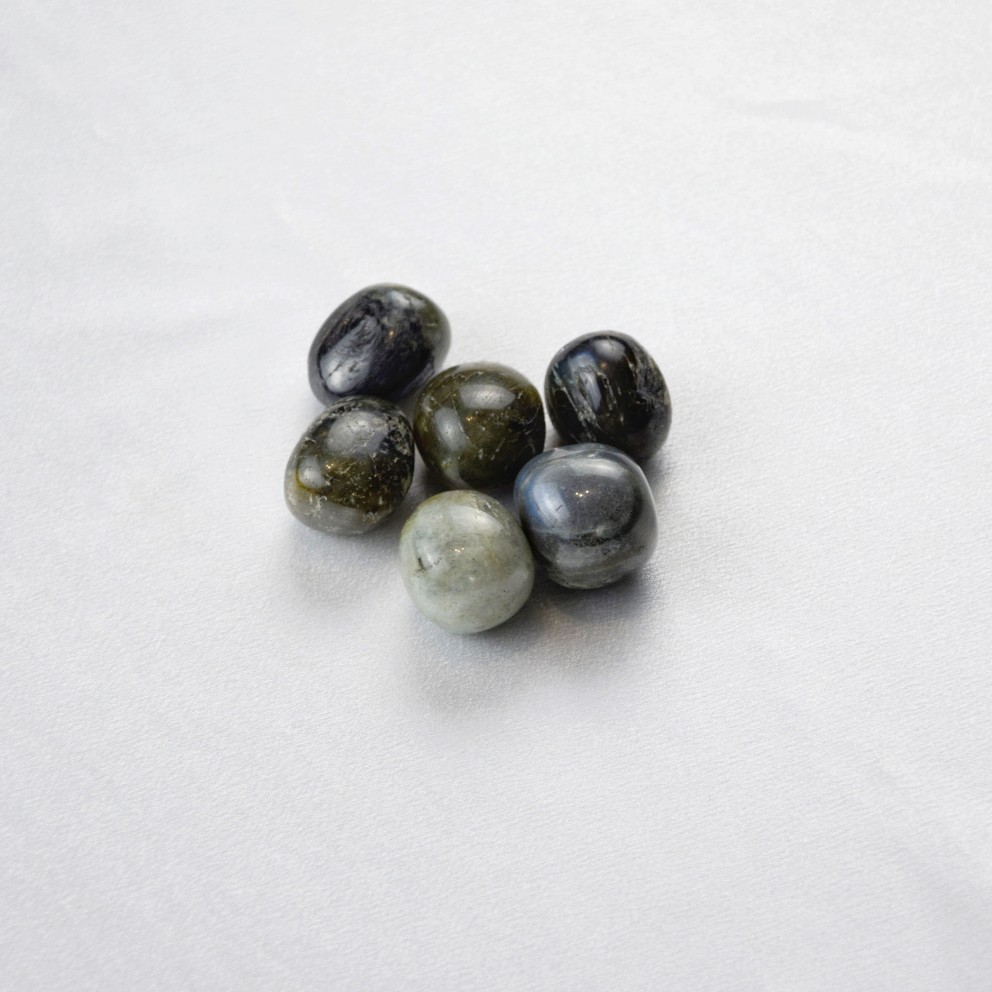 Natural Labradorite stone on an adjustable white cord