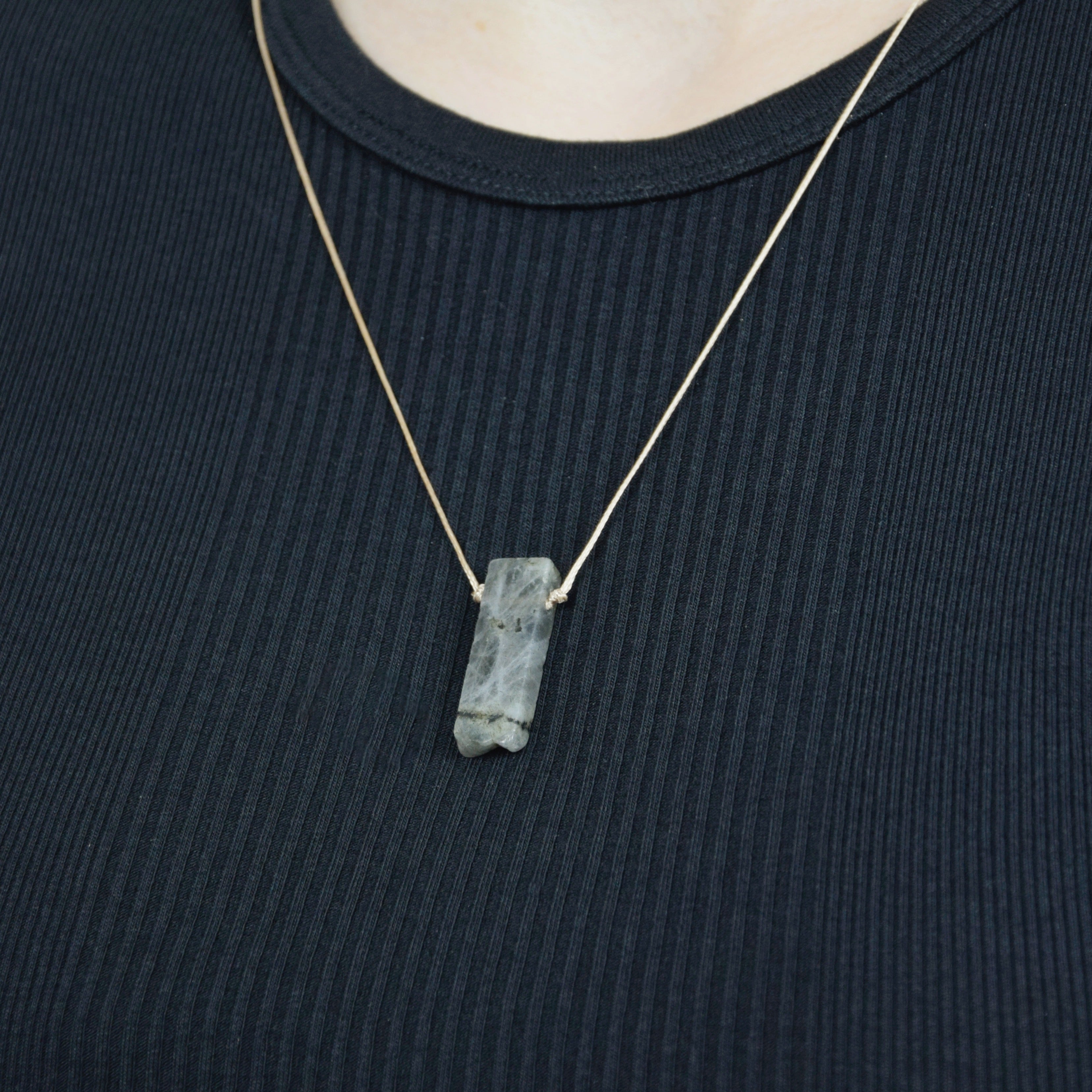 Natural Labradorite stone on an adjustable cord