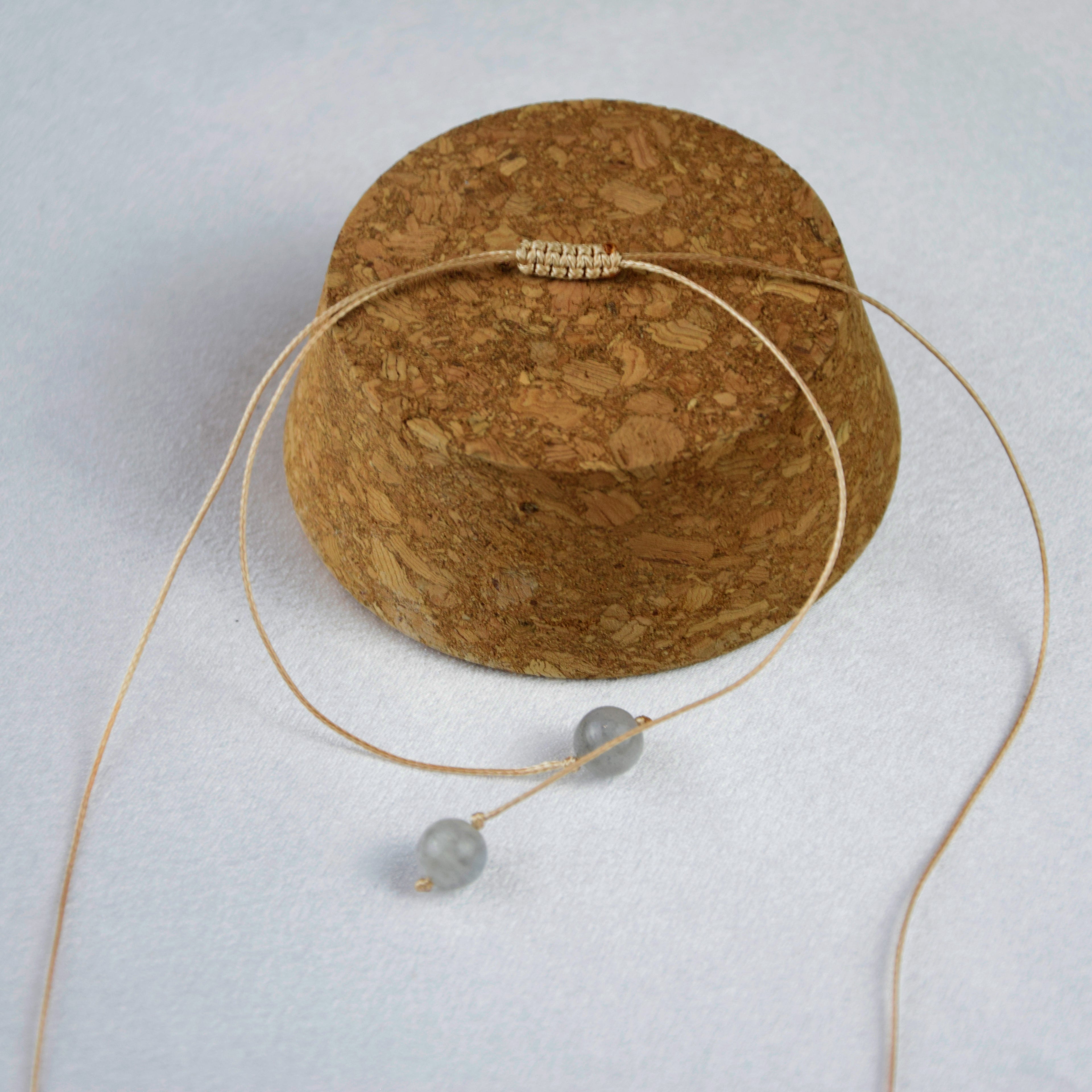 Natural Labradorite stone on an adjustable cord