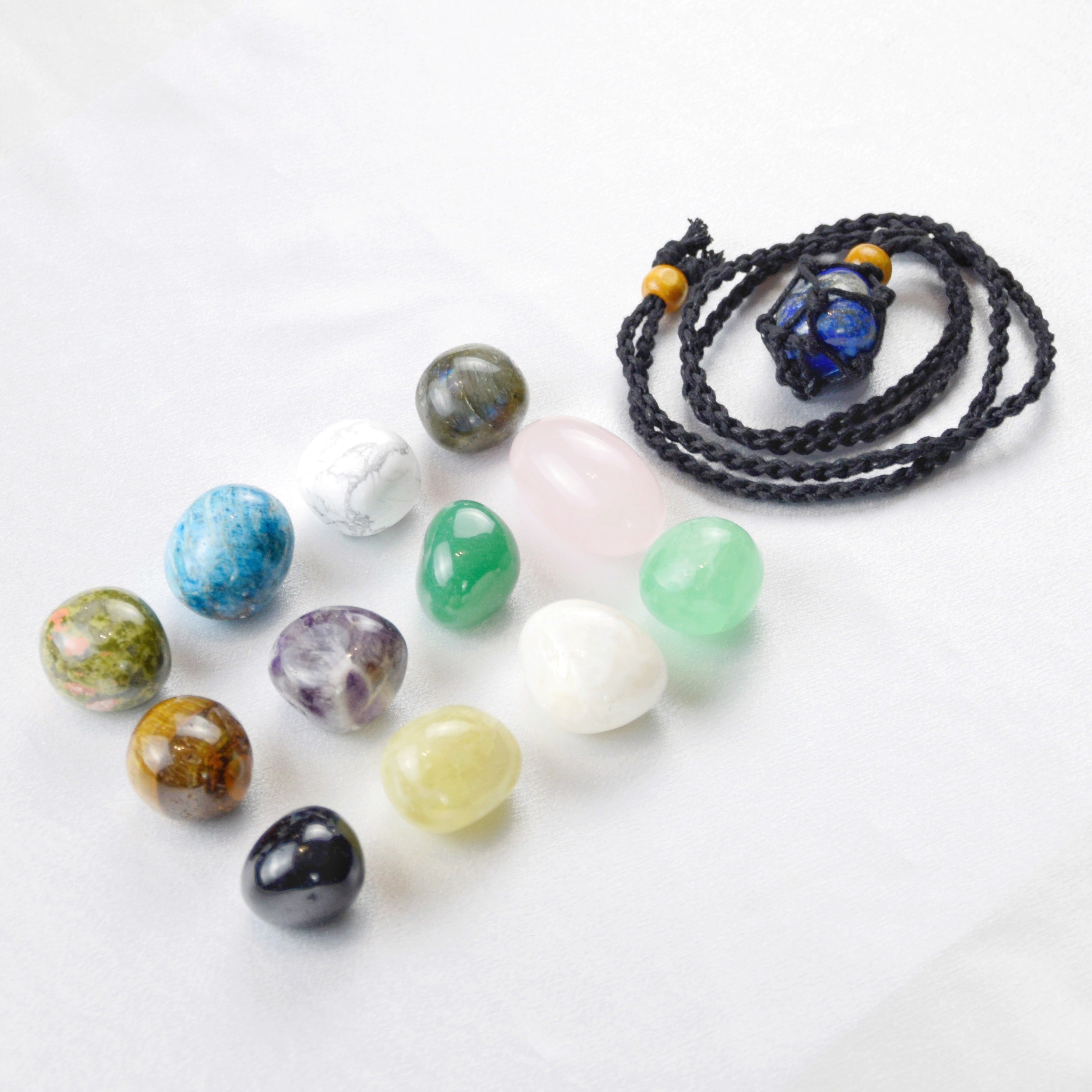 Natural Lapis Lazuli stone on an adjustable black cord