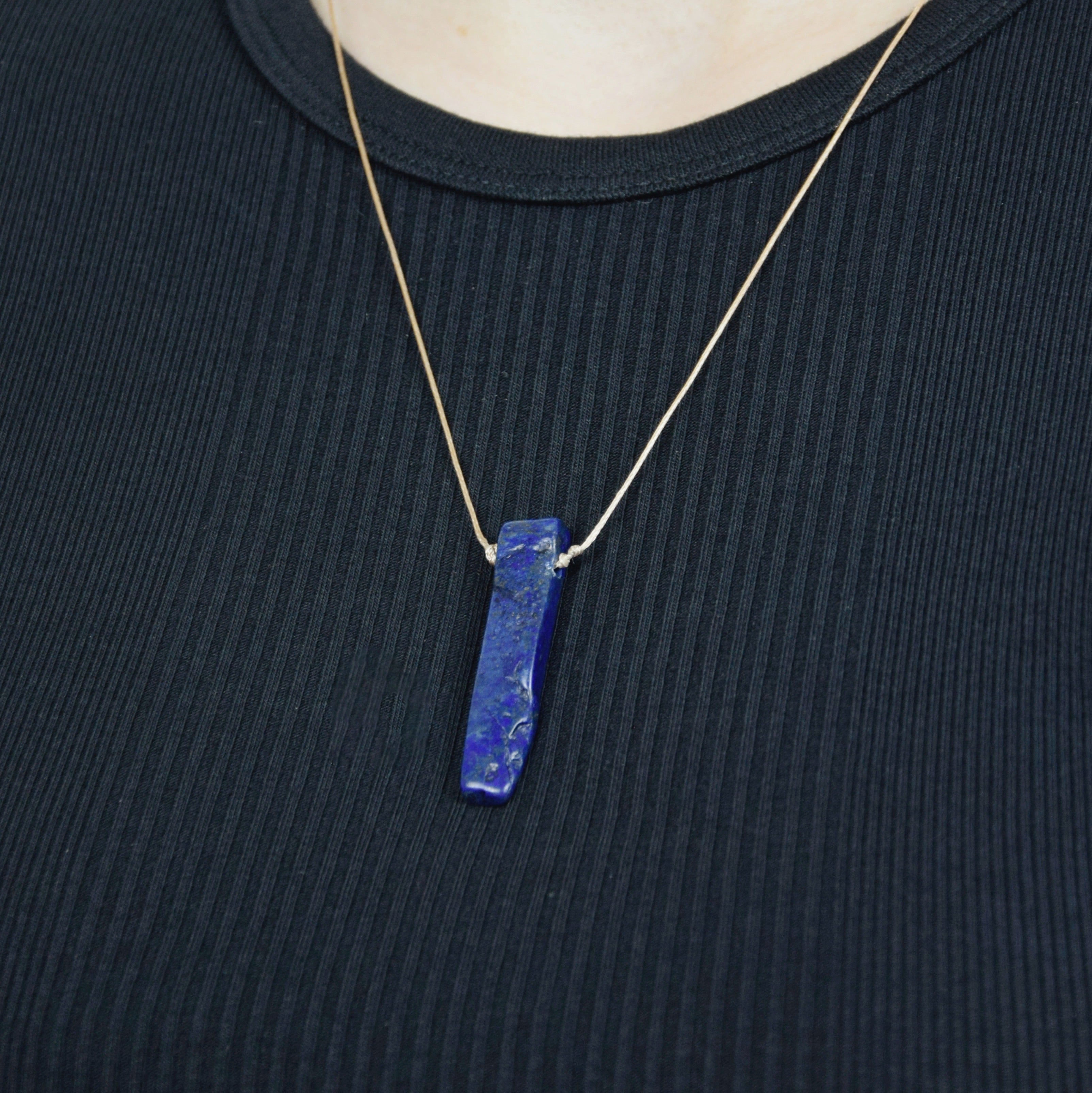 Natural Lapis Lazuli stone on an adjustable cord