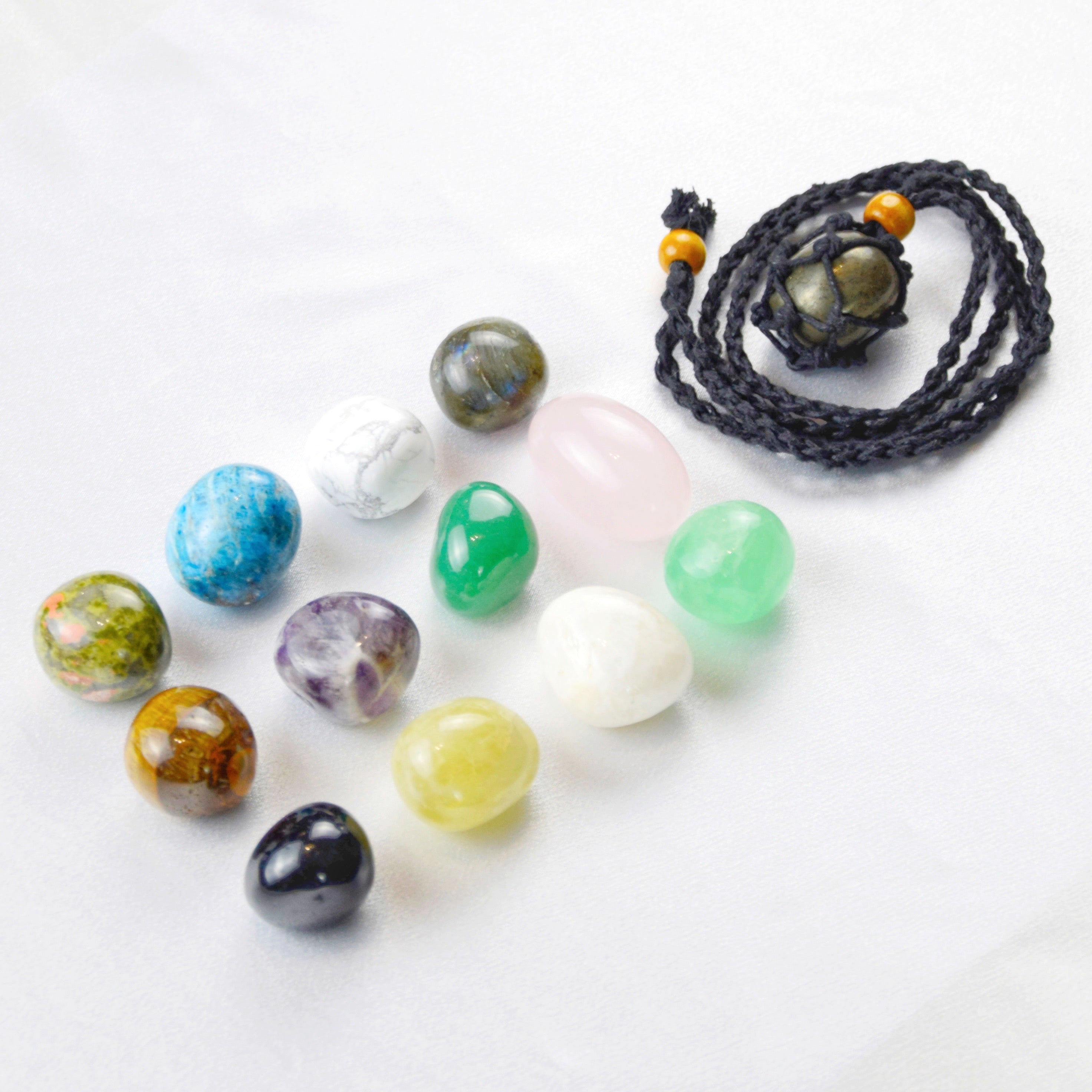 Natural Pyrite stone on an adjustable black cord