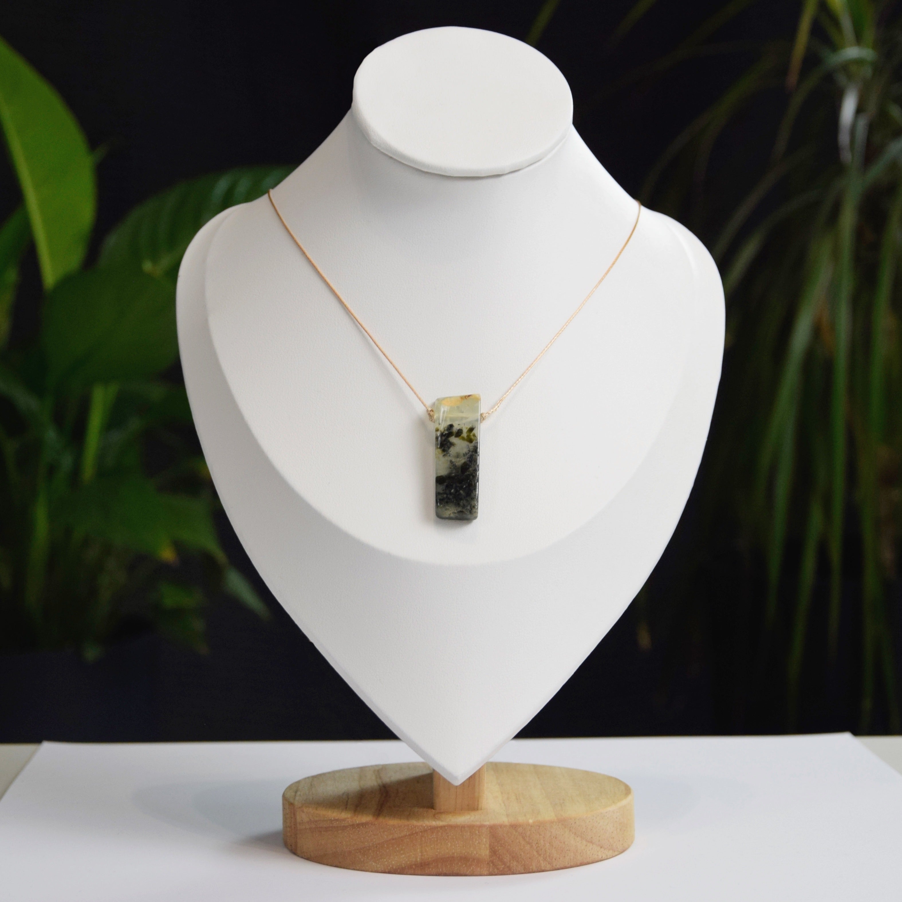 Natural Prehnite stone on an adjustable cord