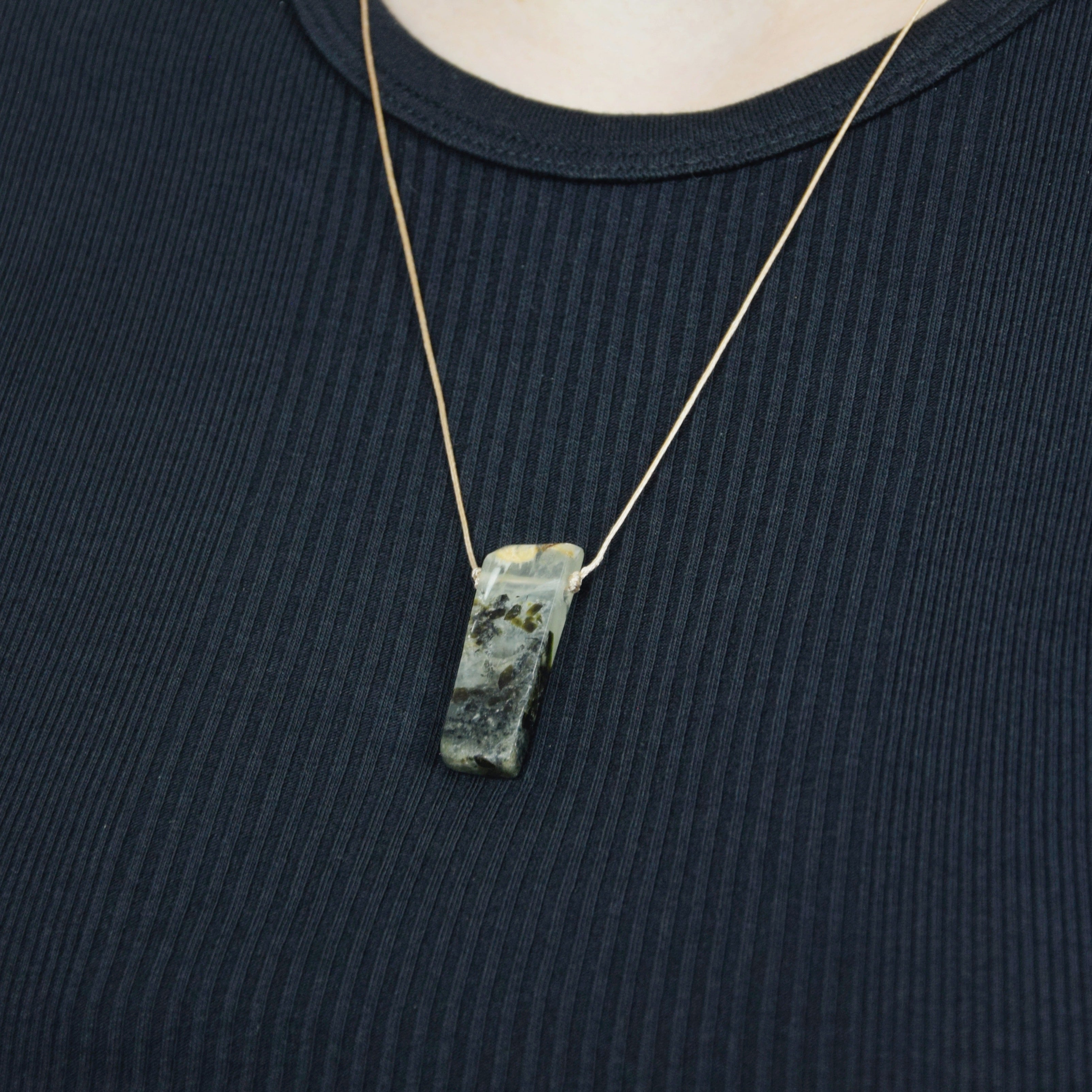 Natural Prehnite stone on an adjustable cord