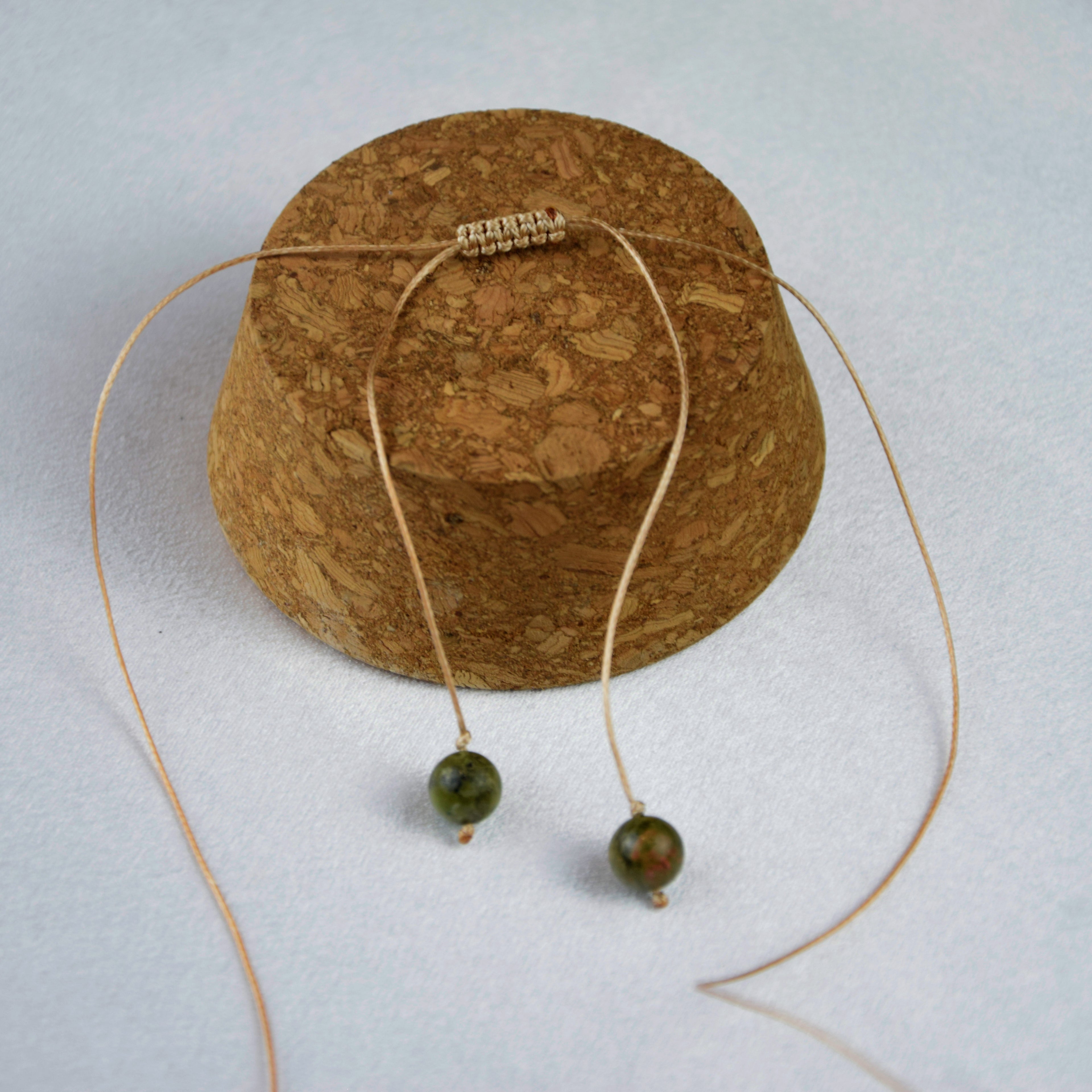 Natural Prehnite stone on an adjustable cord