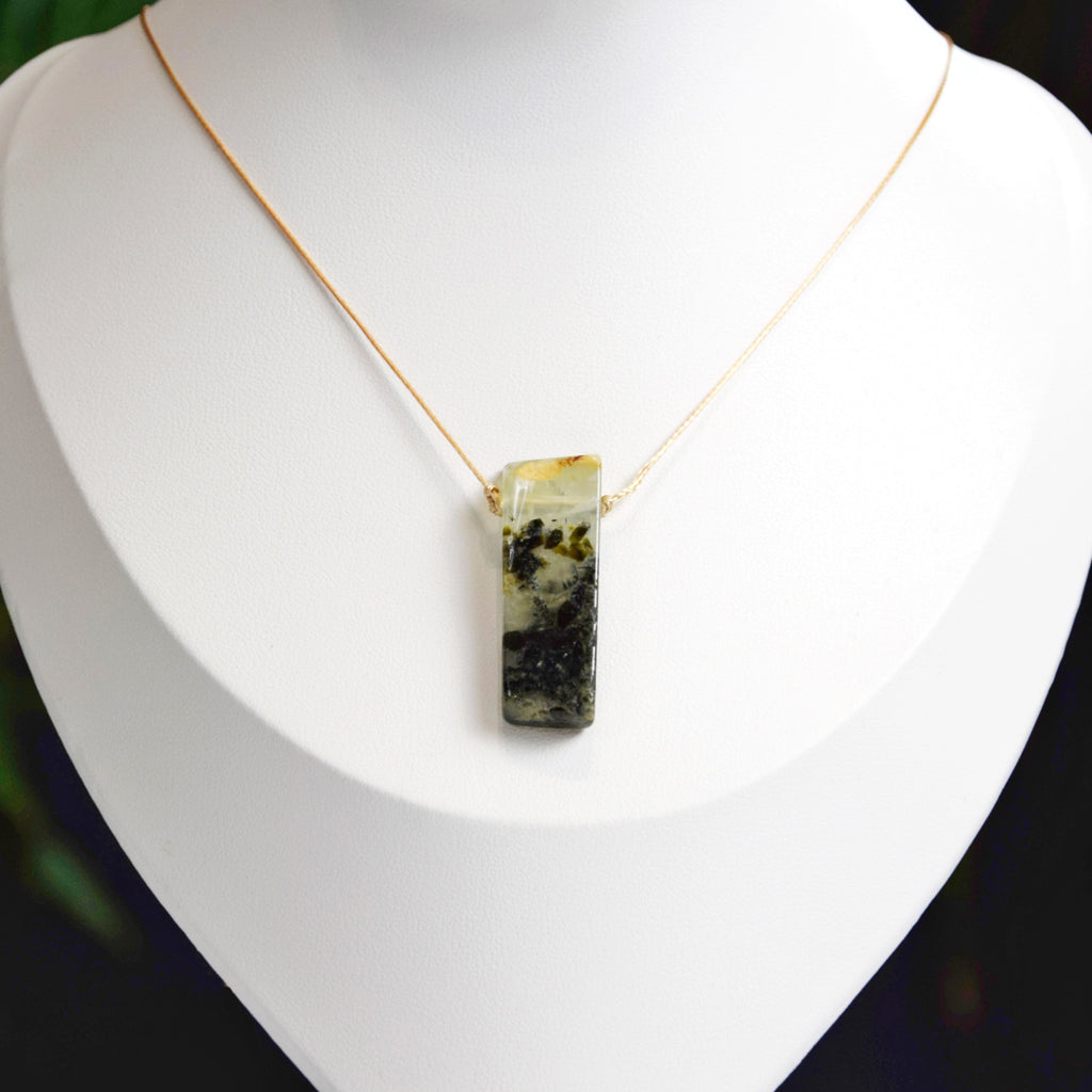 Natural Prehnite stone on an adjustable cord