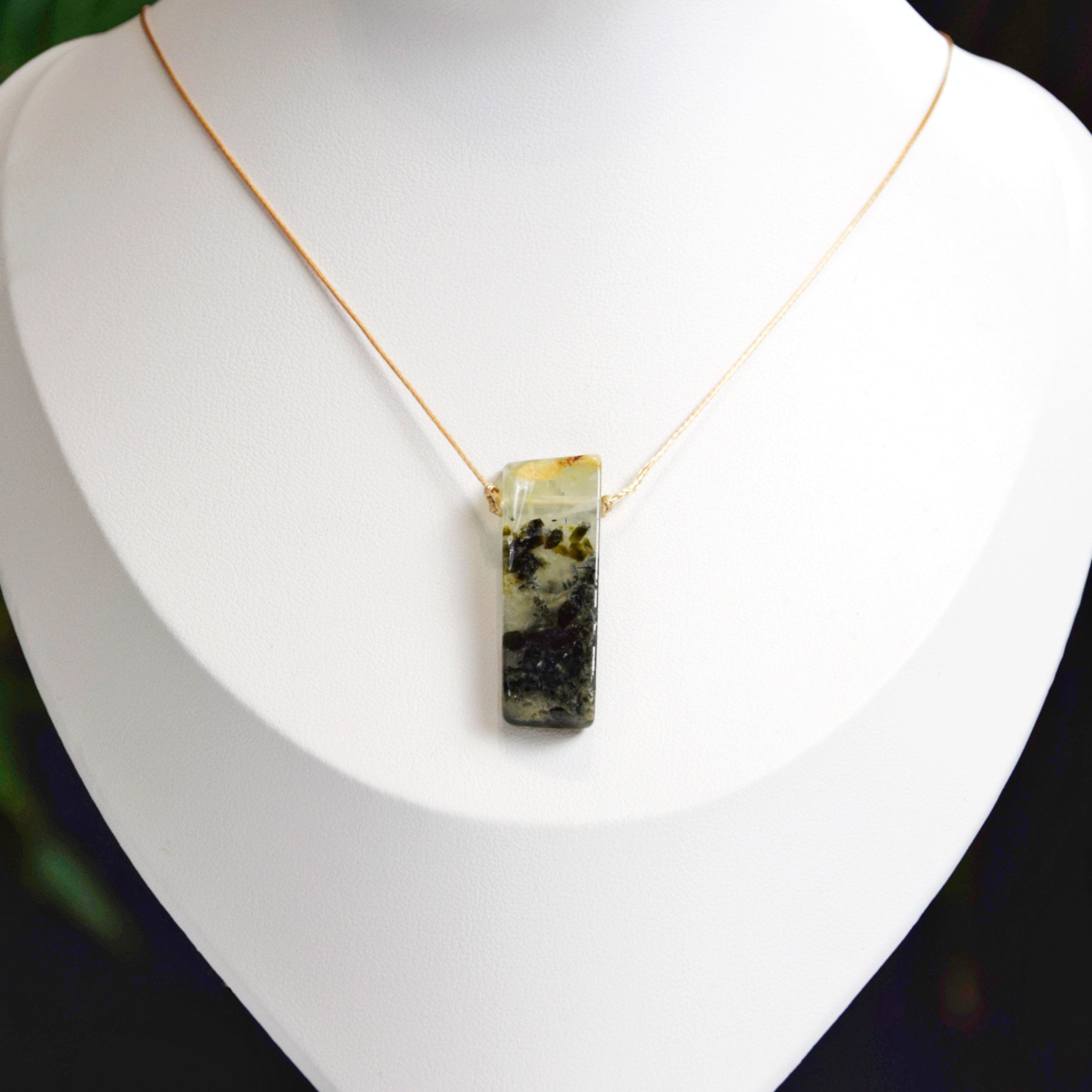Natural Prehnite stone on an adjustable cord