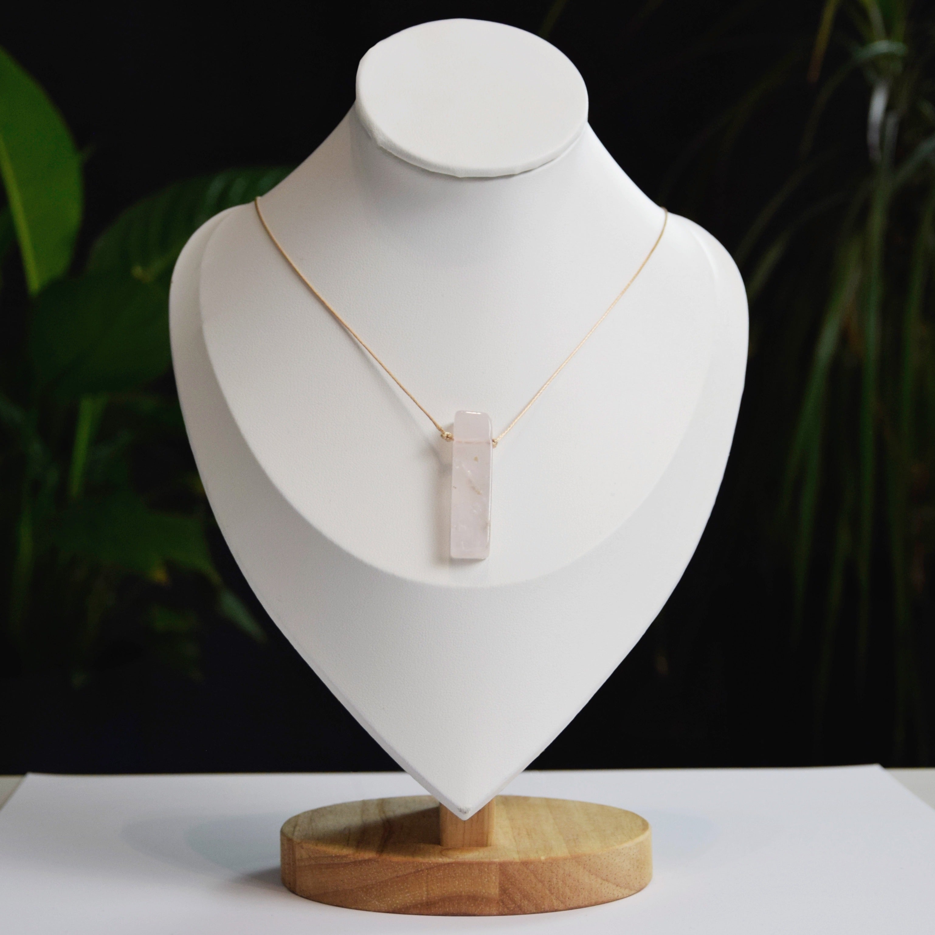 Natural Rose Quartz stone on an adjustable cord