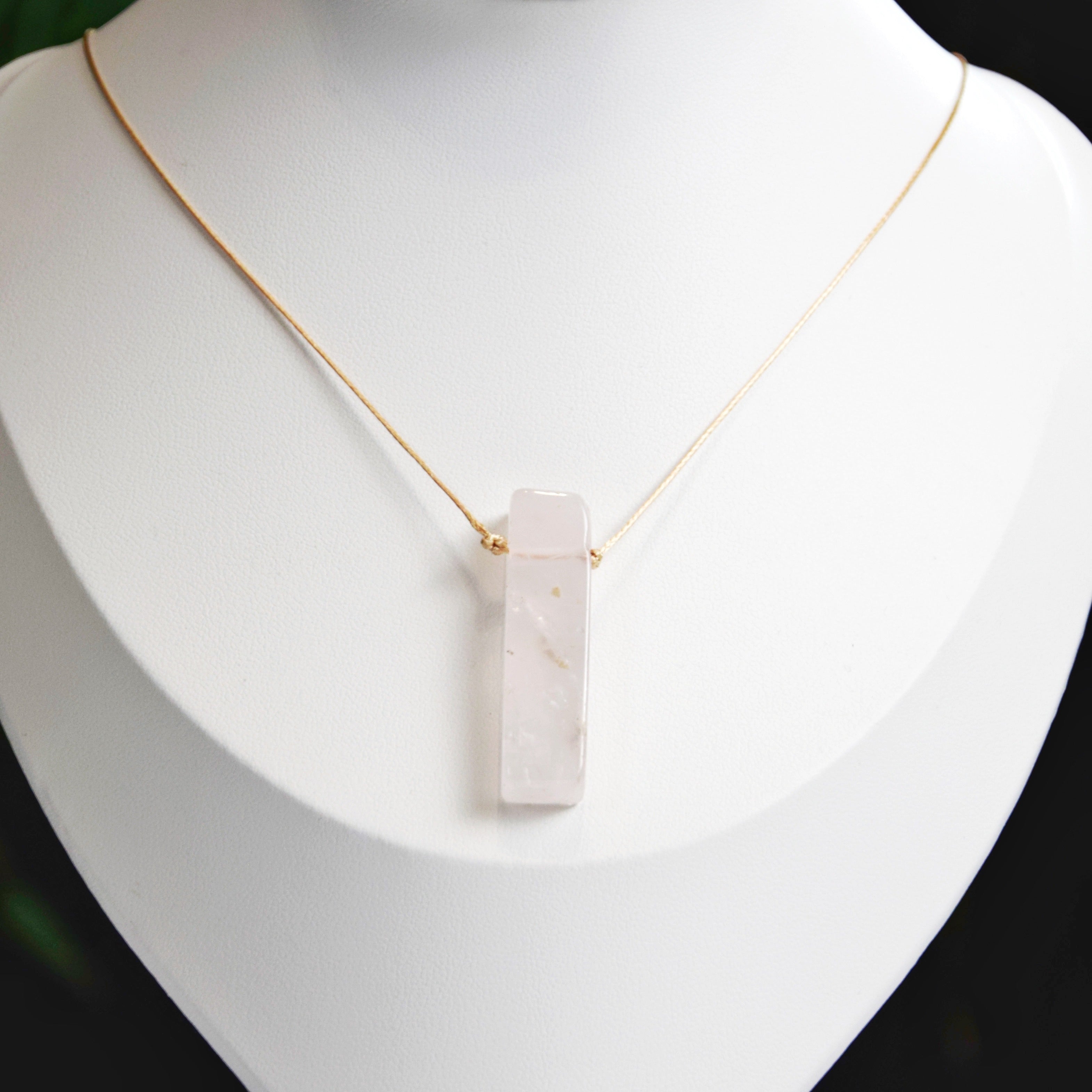 Natural Rose Quartz stone on an adjustable cord