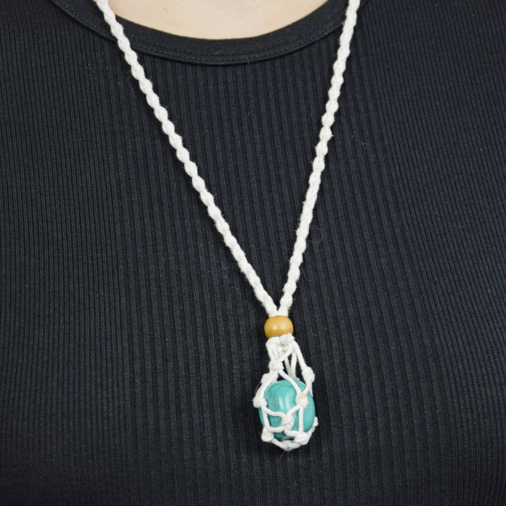Natural Turquoise stone on an adjustable white cord
