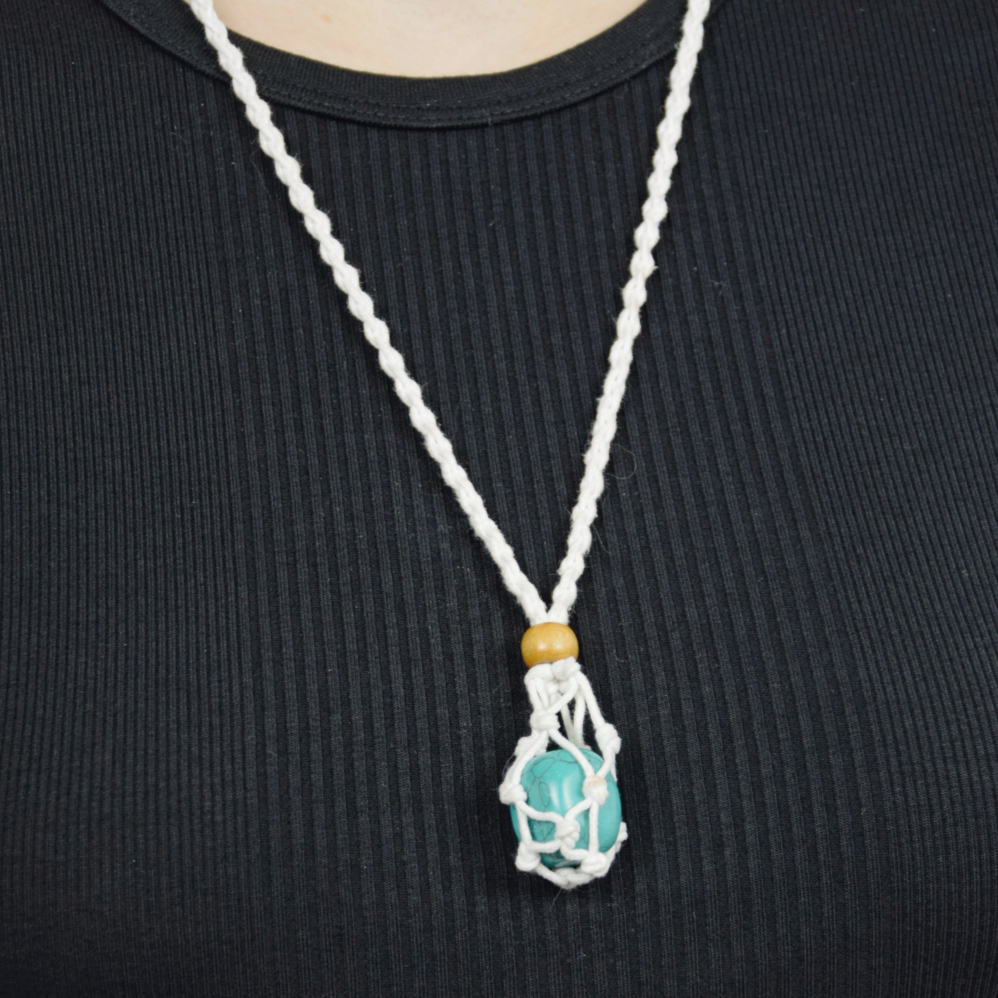 Natural Turquoise stone on an adjustable white cord
