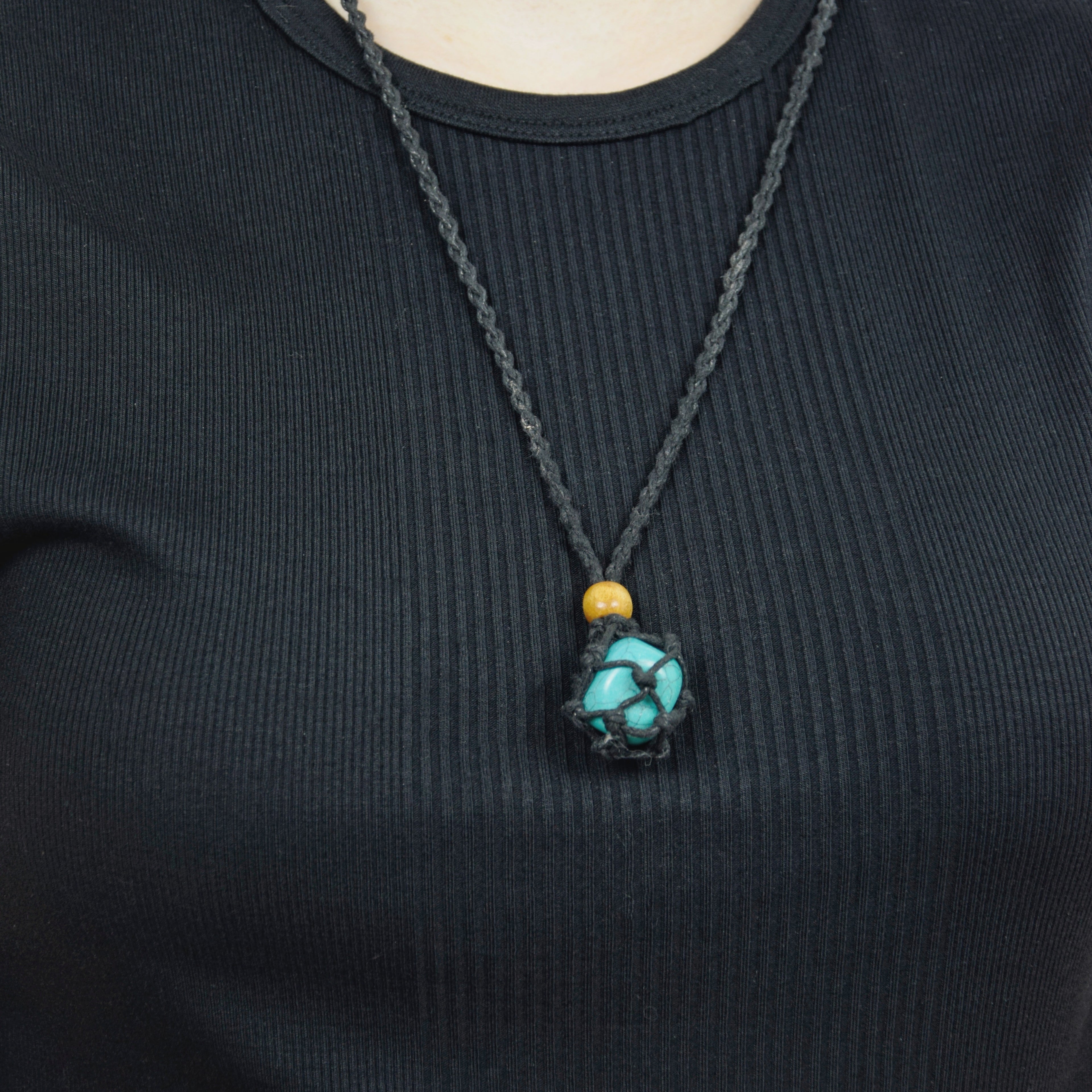 Natural Turquoise stone on an adjustable black cord