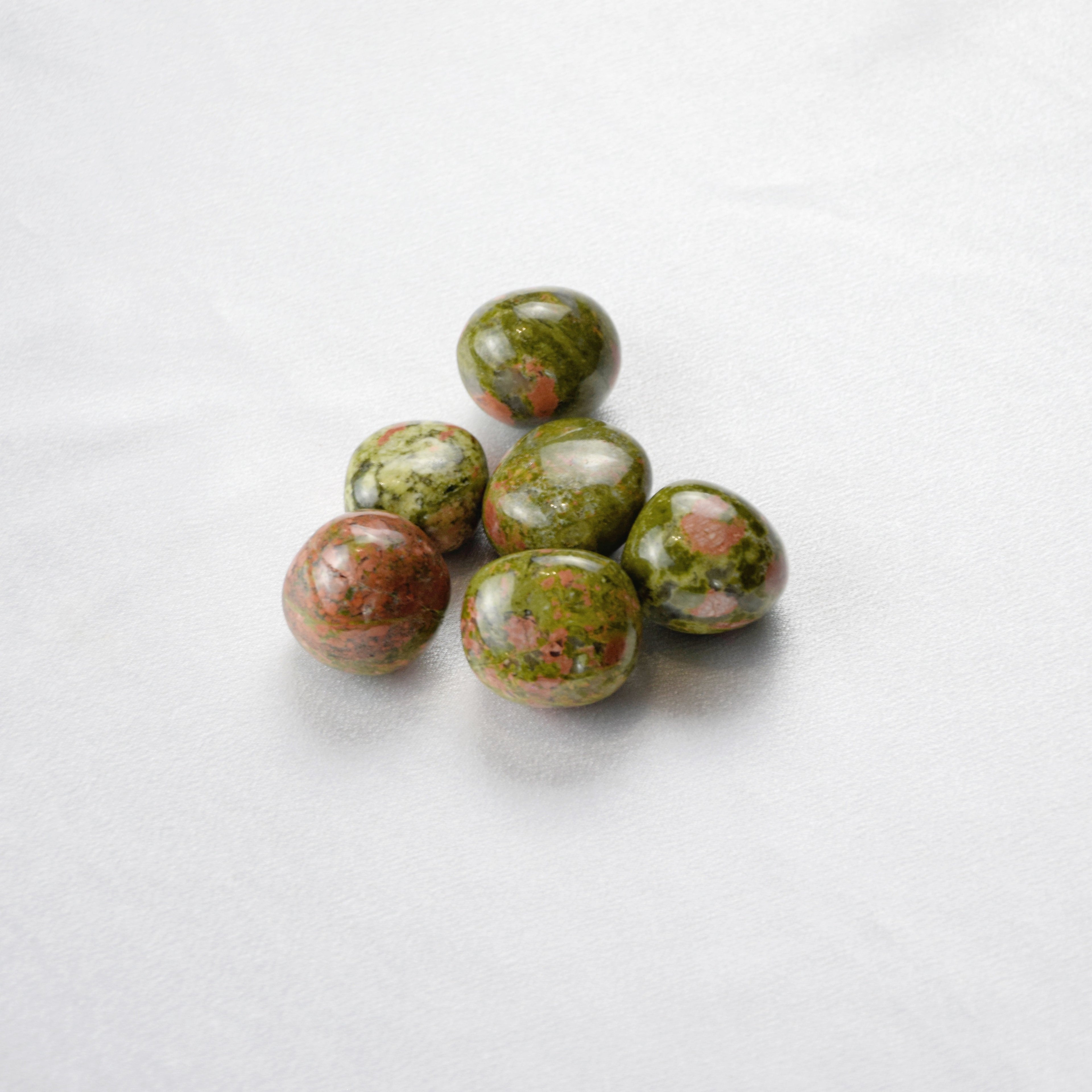 Natural Unakite stone on an adjustable white cord