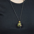 Natural Unakite stone on an adjustable black cord