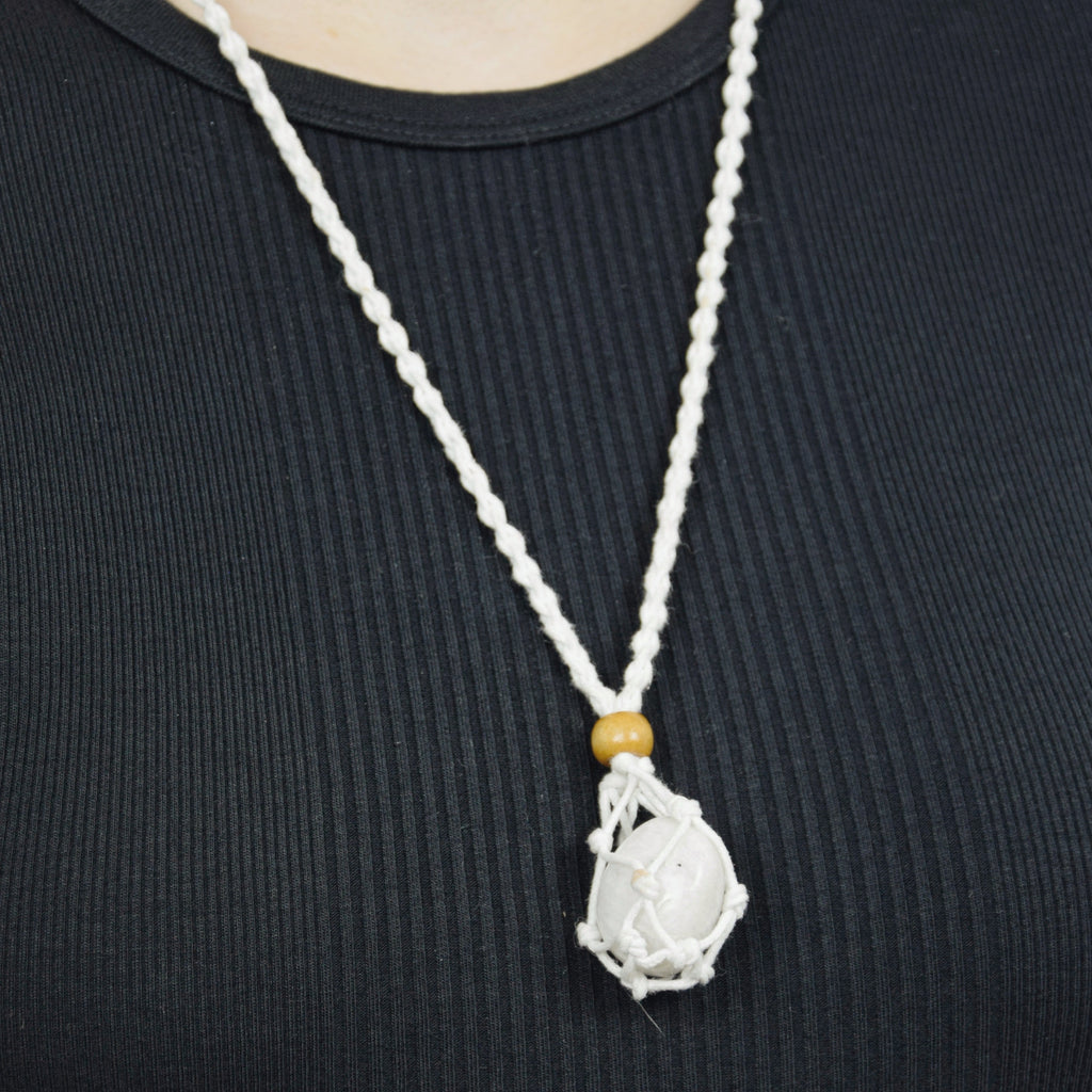 Natural Moonstone on an adjustable white cord