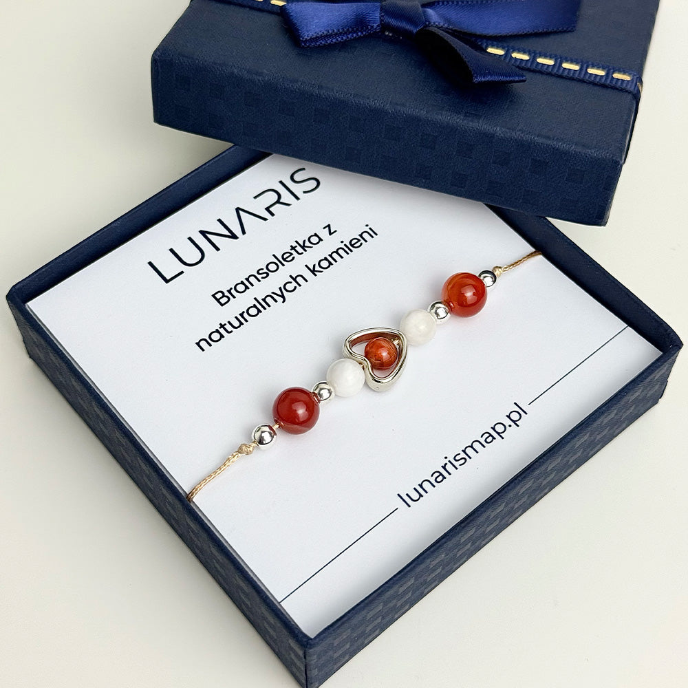 Carnelian & Moonstone Bracelet on a Cord for Women