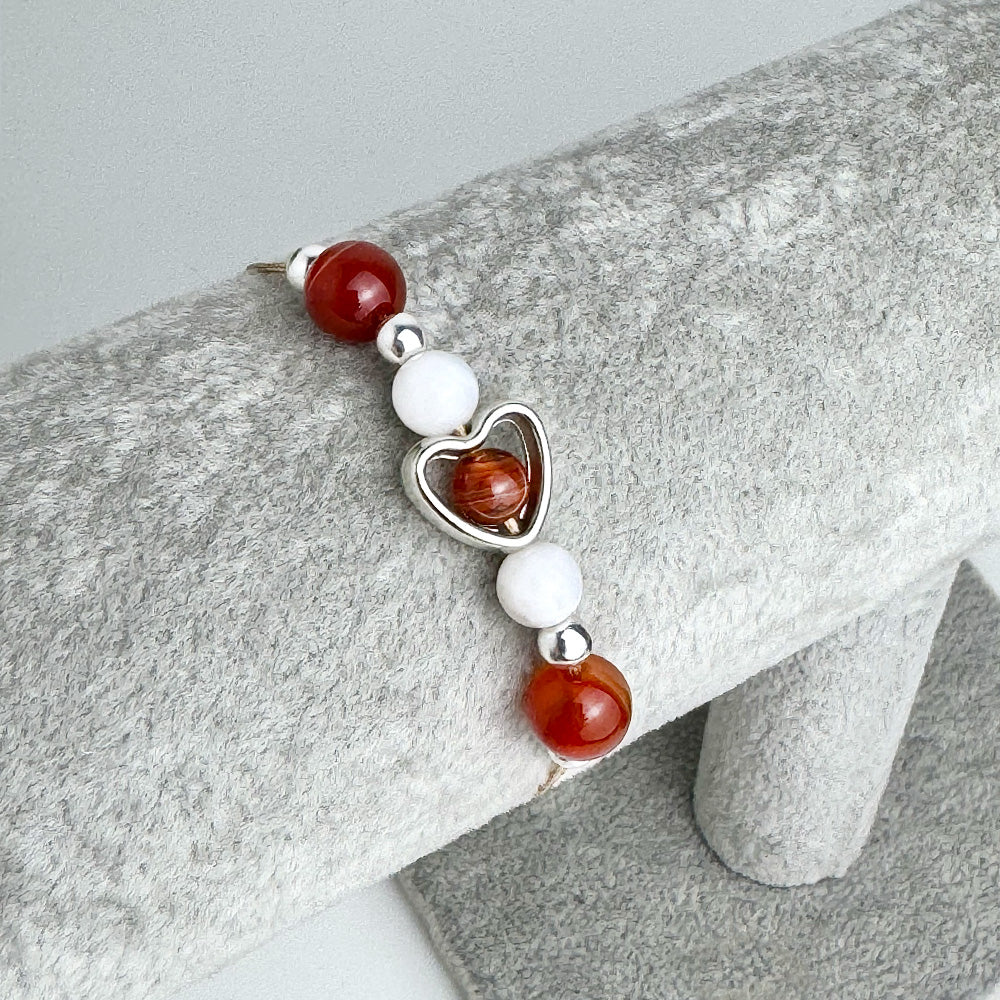 Carnelian & Moonstone Bracelet on a Cord for Women