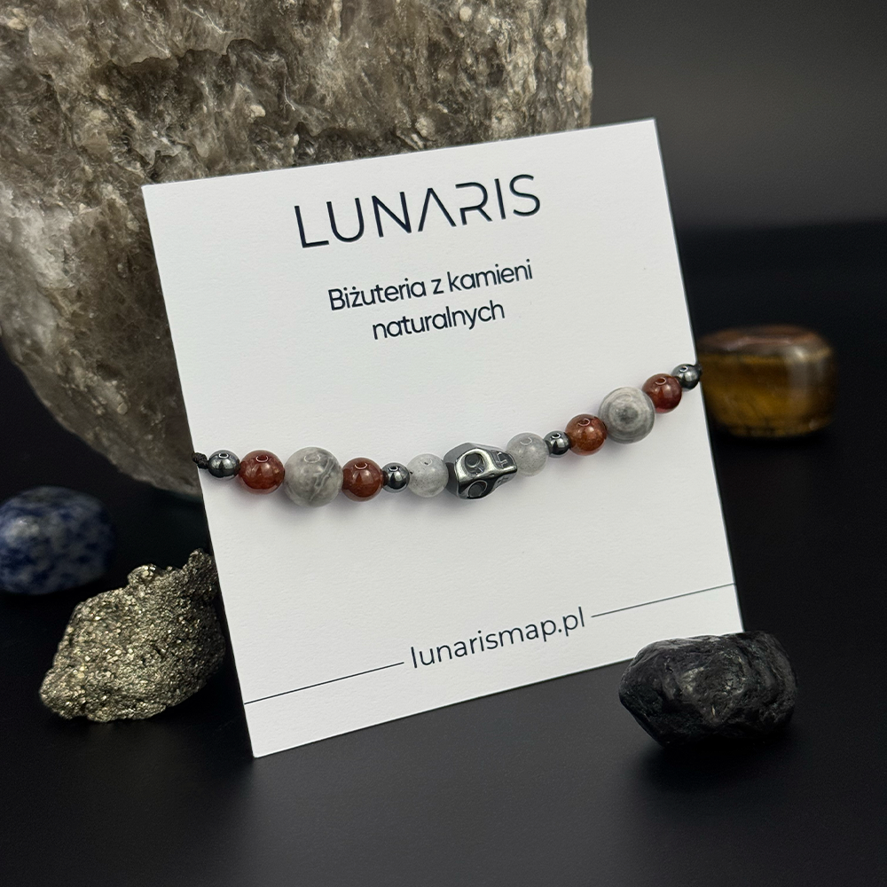 Men’s Labradorite Garnet Grey Jasper Bracelet