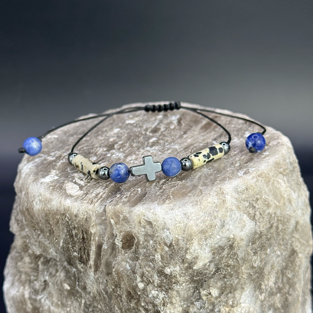 Men’s Lapis Lazuli Dalmatian Jasper Bracelet