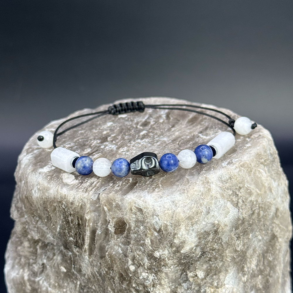 Men’s Lapis Lazuli Moonstone Black Quartz Bracelet