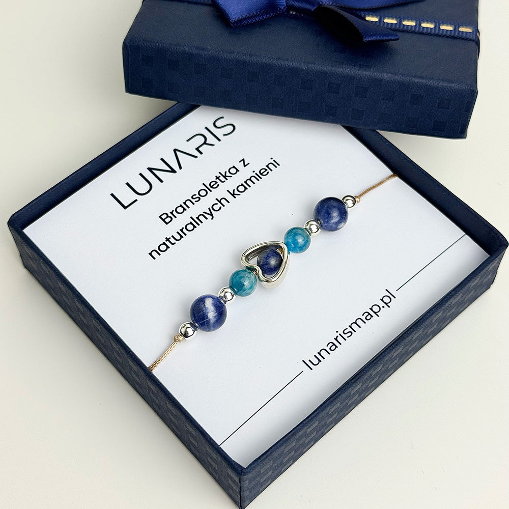 Lapis Lazuli & Apatite Bracelet on a Cord for Women