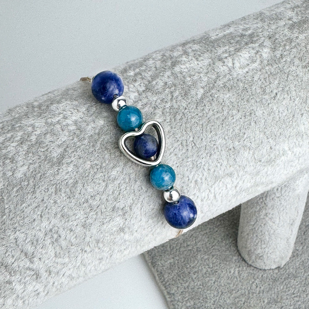 Lapis Lazuli & Apatite Bracelet on a Cord for Women